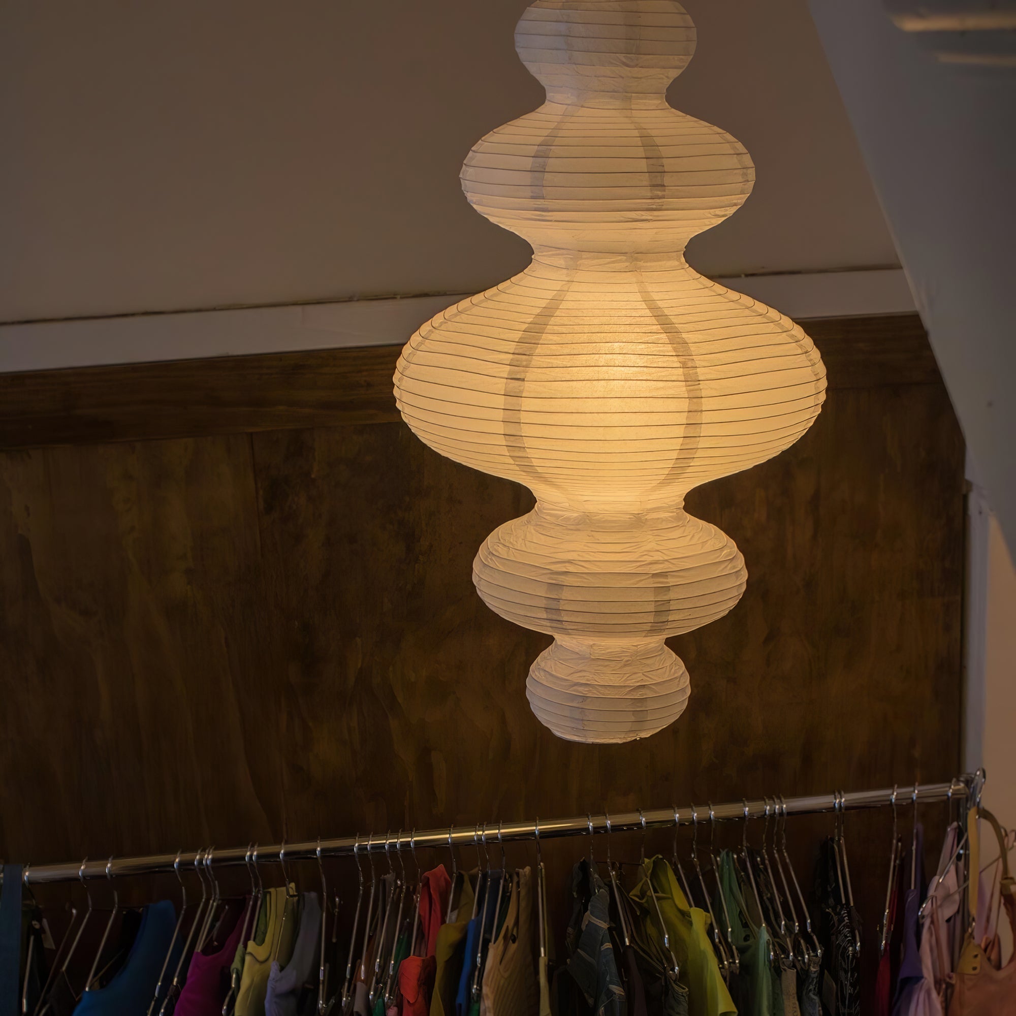Ritta Japanese Sculptural Paper Pendant Light Plug-In - Letslighting