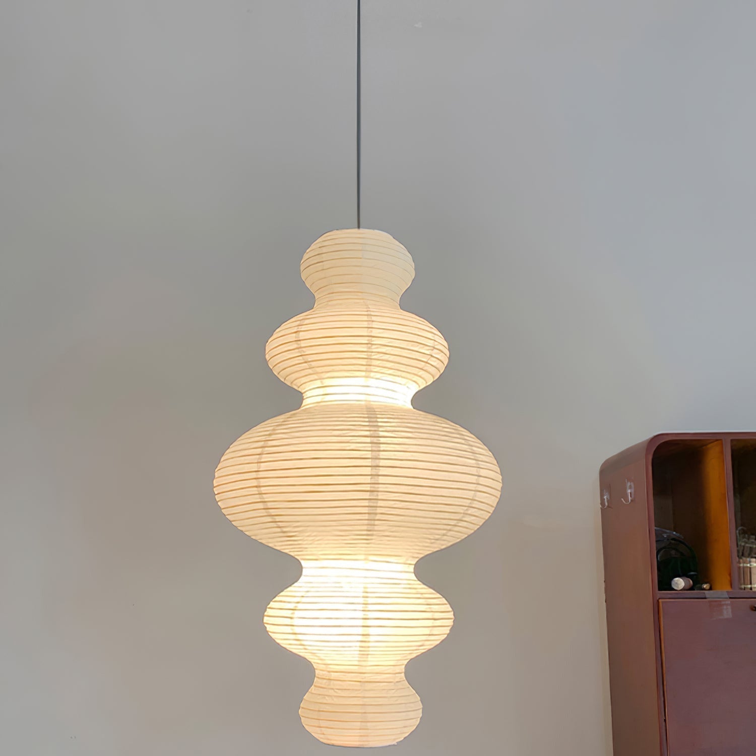 Ritta Japanese Sculptural Paper Pendant Light Plug-In - Letslighting
