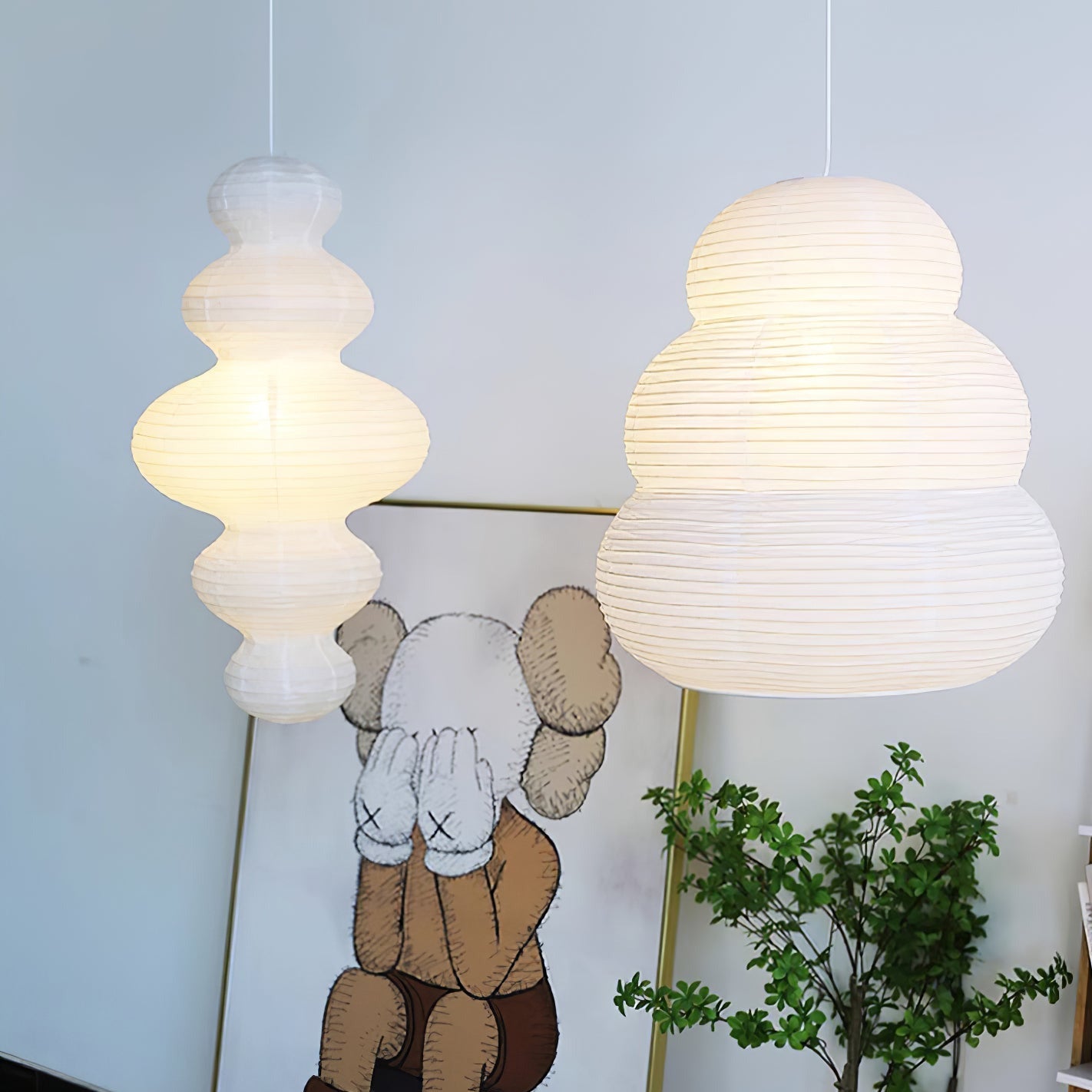 Ritta Japanese Sculptural Paper Pendant Light Plug-In - Letslighting