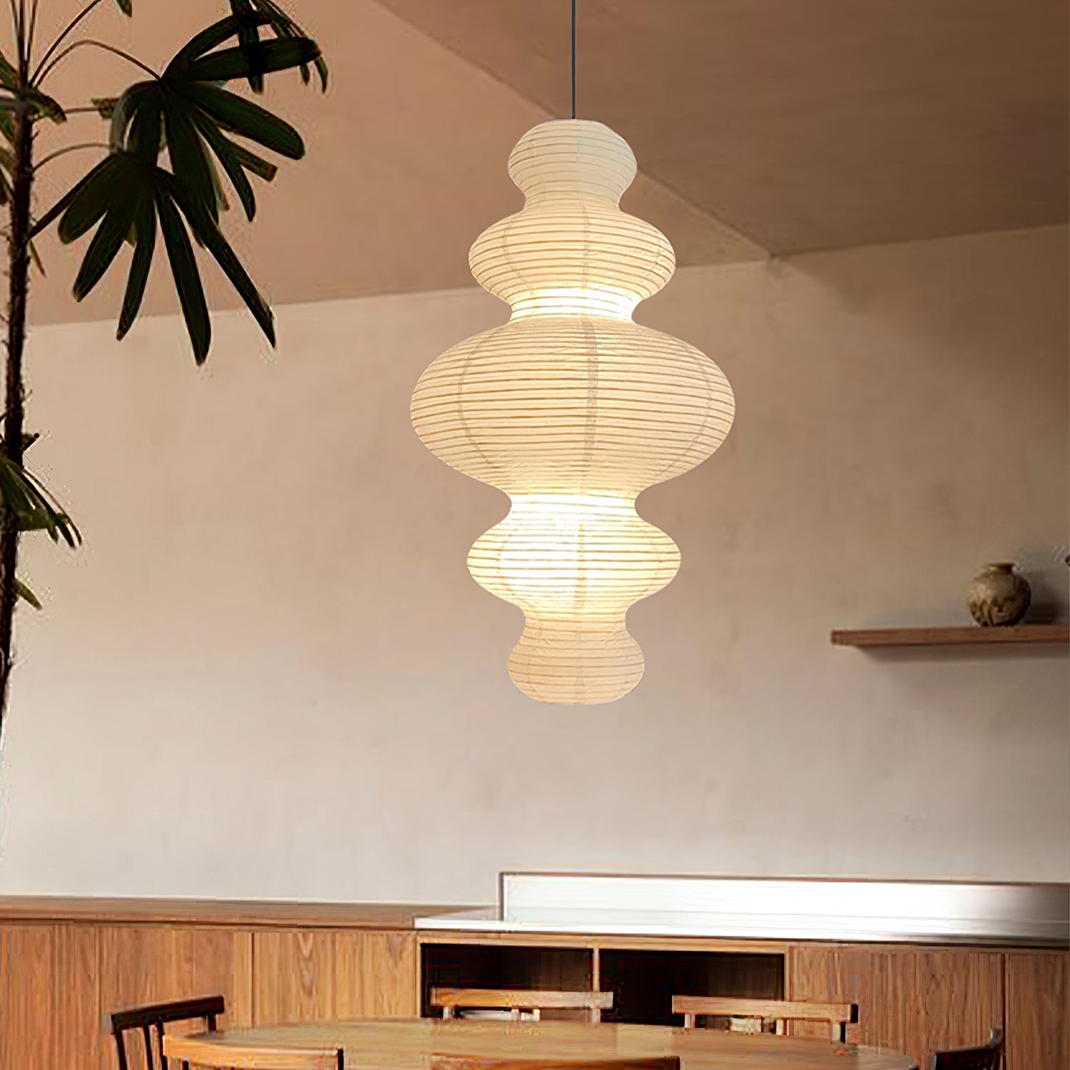 Ritta Japanese Sculptural Paper Pendant Light Plug-In - Letslighting