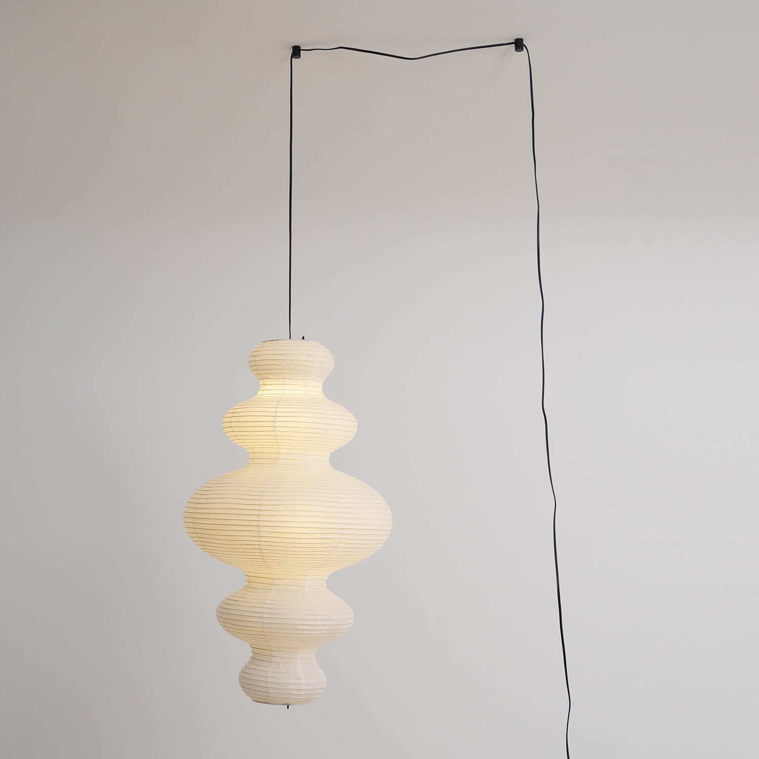 Ritta Japanese Sculptural Paper Pendant Light Plug-In - Letslighting