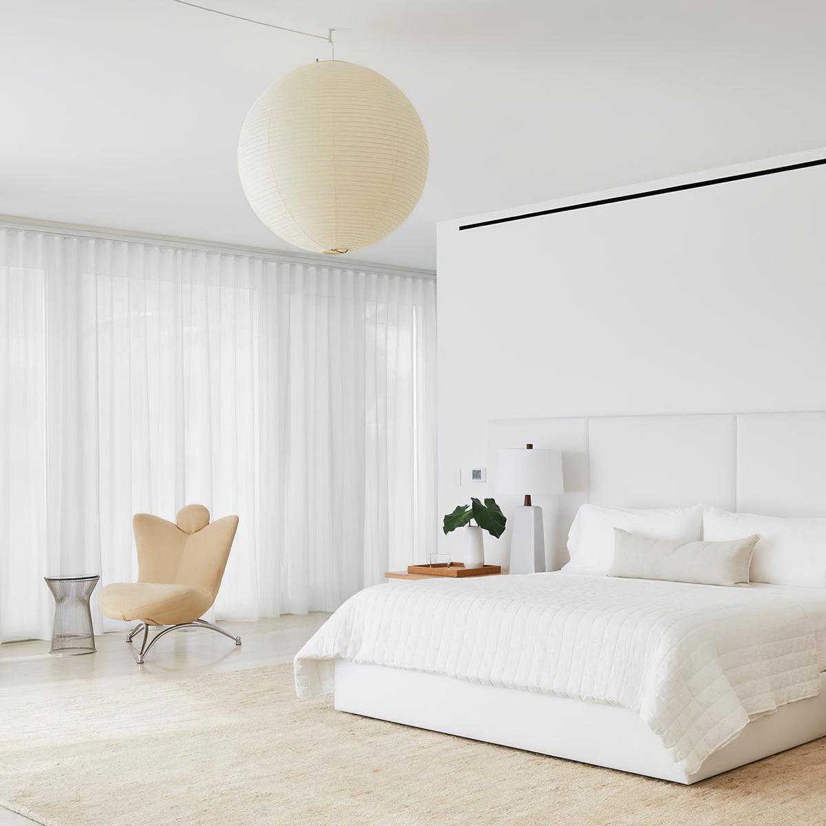 Solara Pendant Lamp Bamboo Washi Paper Round - Letslighting