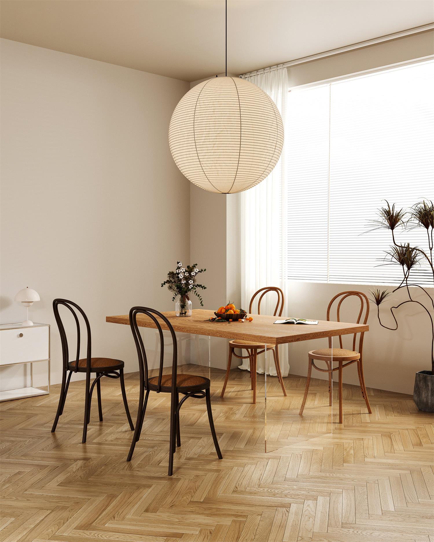 Solara Pendant Lamp Bamboo Washi Paper Round - Letslighting