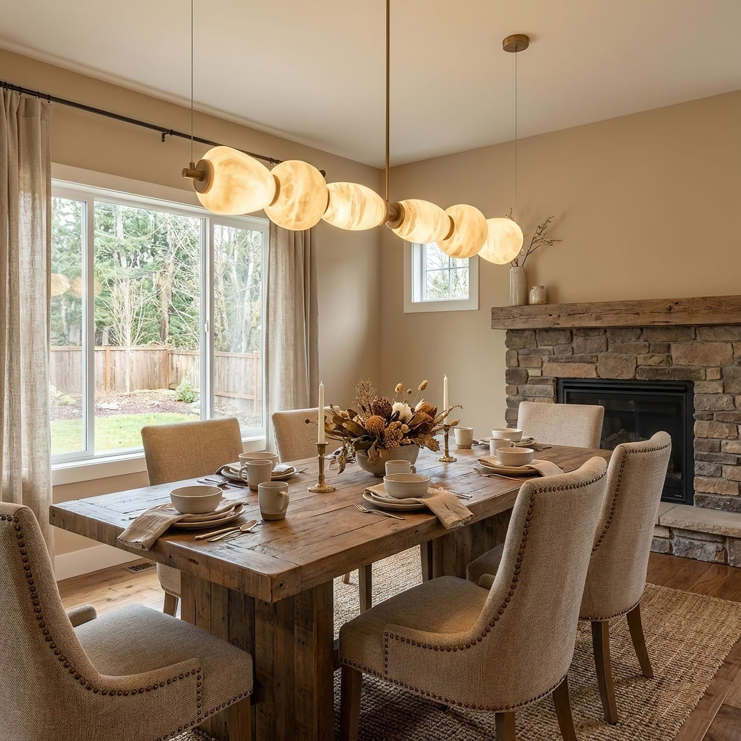 Pebble Modern Metal & Alabaster Chandelier