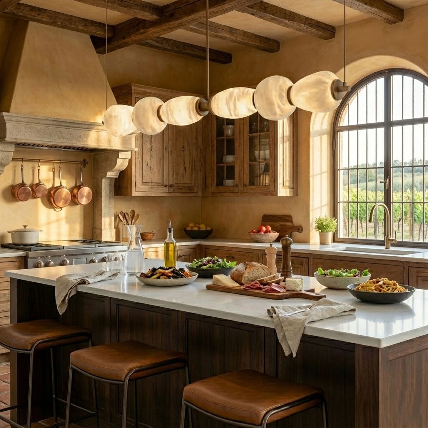 Pebble Modern Metal & Alabaster Chandelier