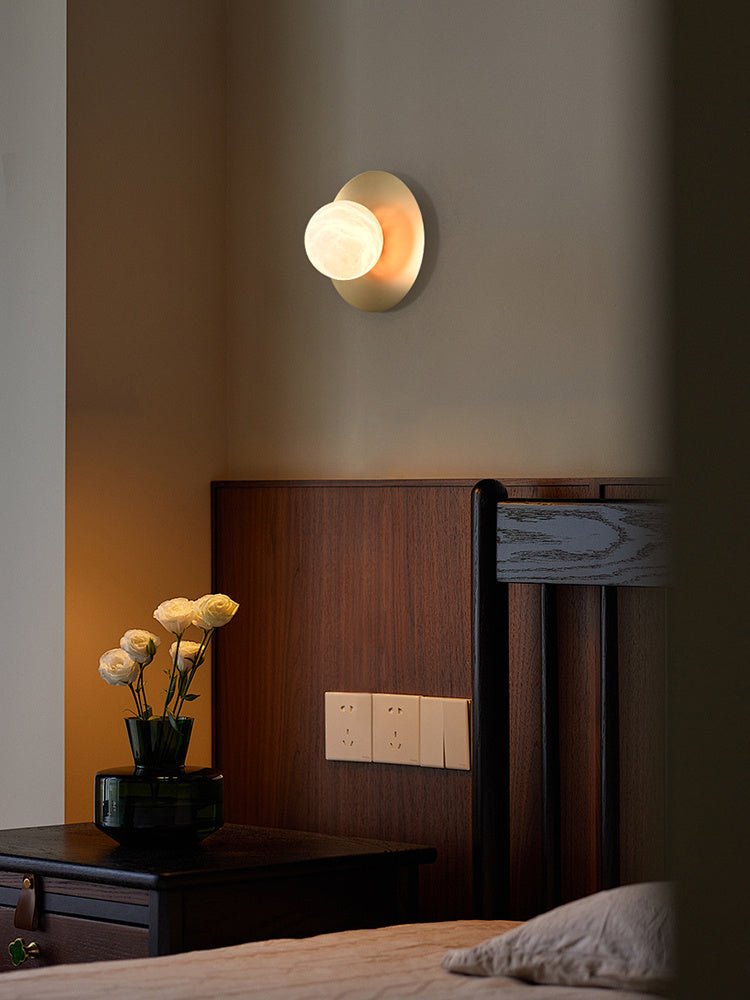 Orb Modern Alabaster & Brass Sconce