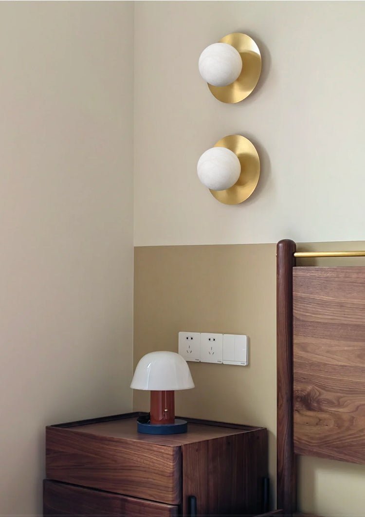 Orb Modern Alabaster & Brass Sconce
