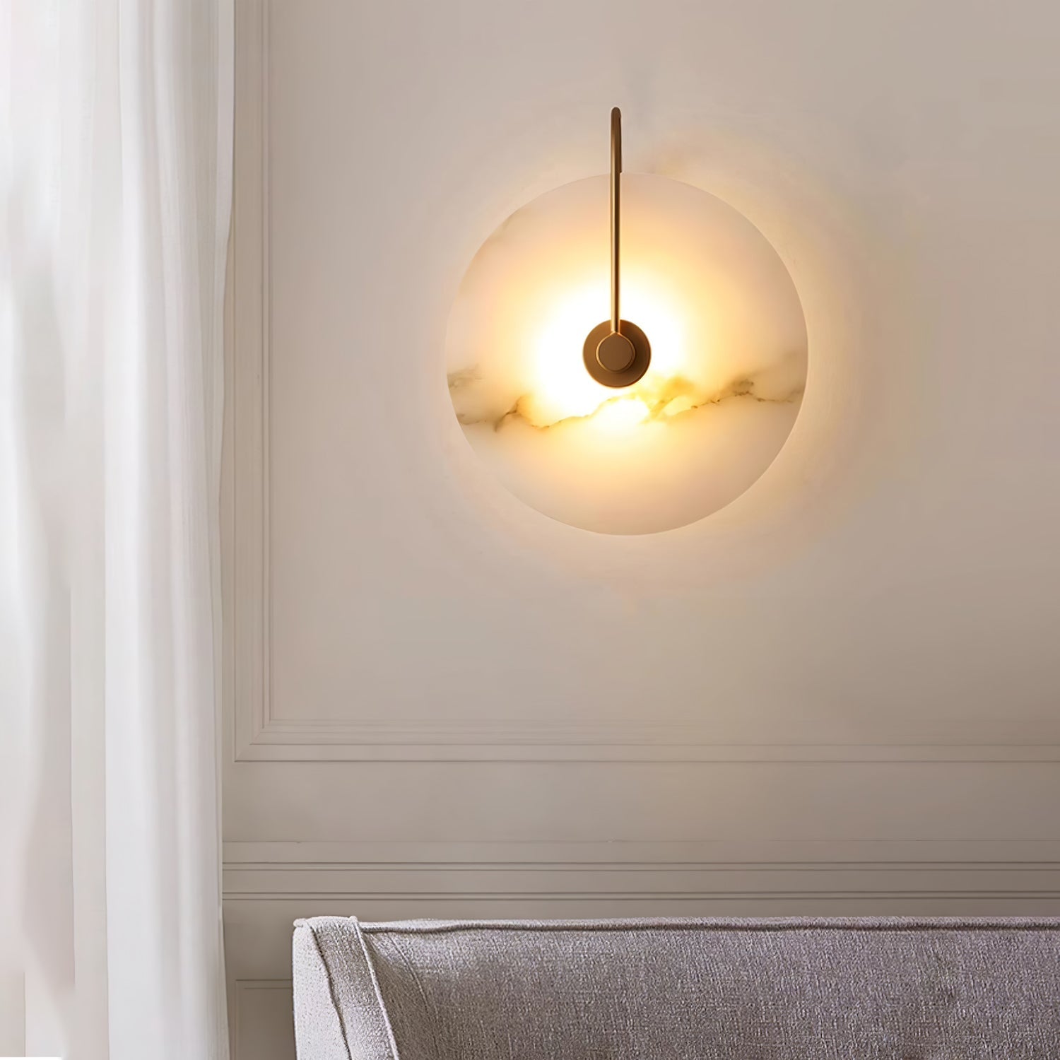 Kristy Alabaster LED Wall Lamp Round Iconic Circular - Letslighting