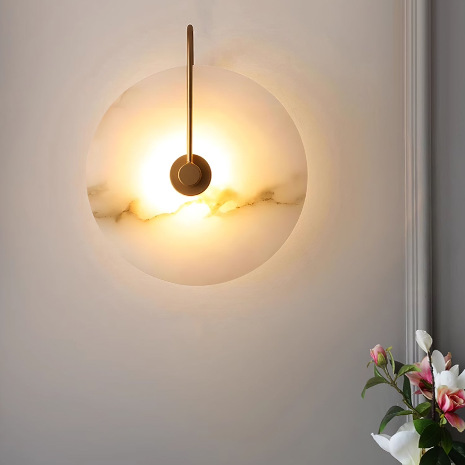 Kristy Alabaster LED Wall Lamp Round Iconic Circular - Letslighting