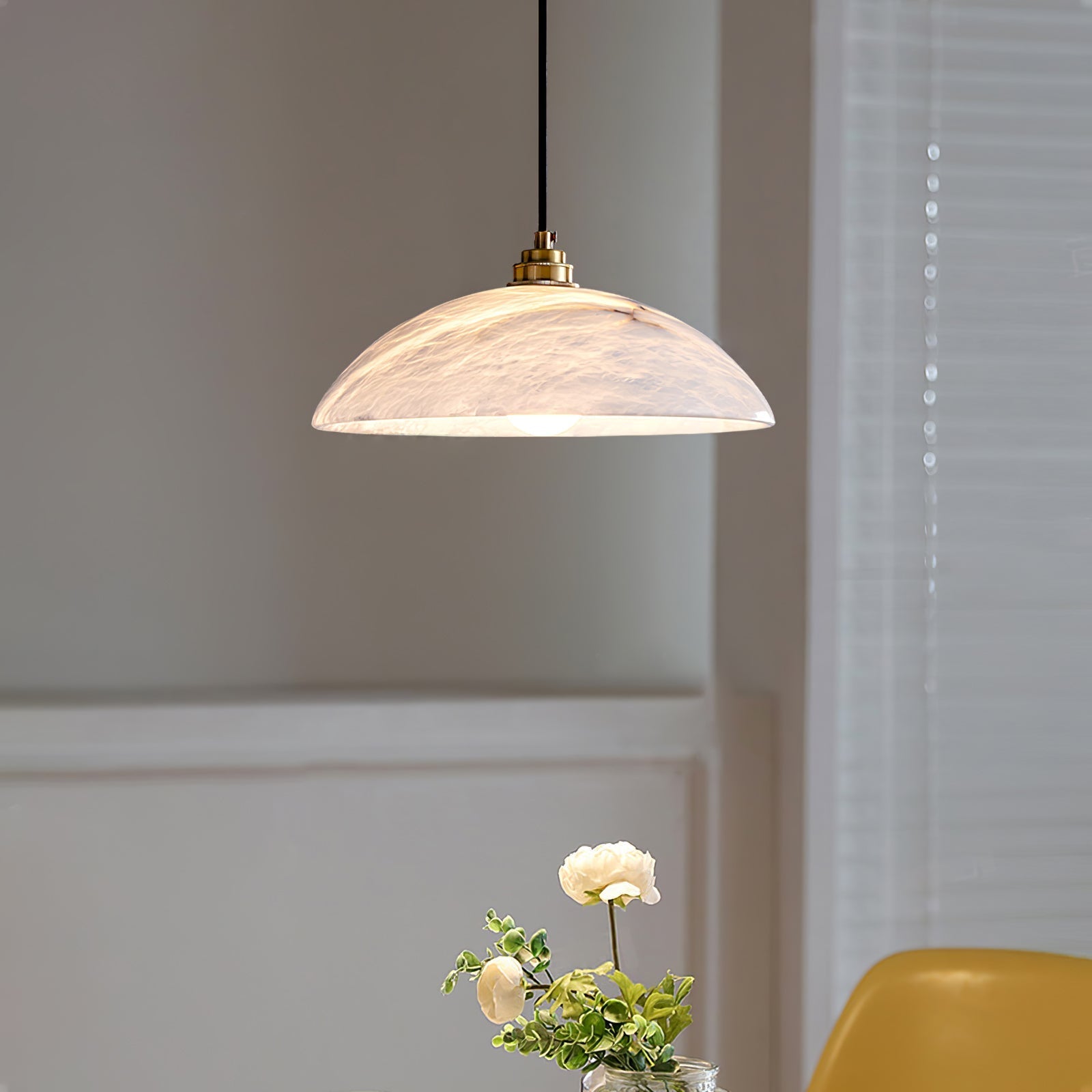Ritta Dome Pendant Light Alabaster &Brass