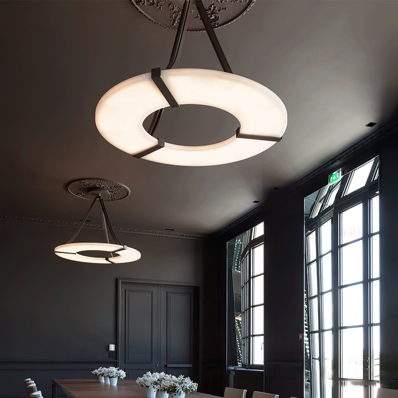 Althea Alabaster Ring Pendant Light Chandelier - Letslighting
