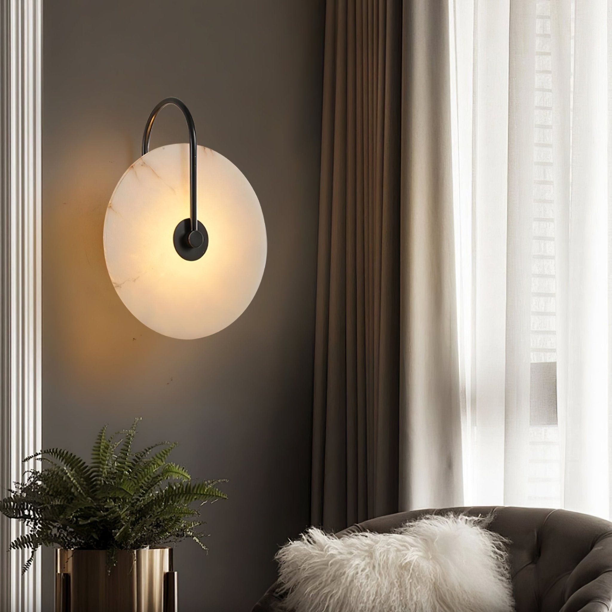 Kristy Alabaster LED Wall Lamp Round Iconic Circular - Letslighting