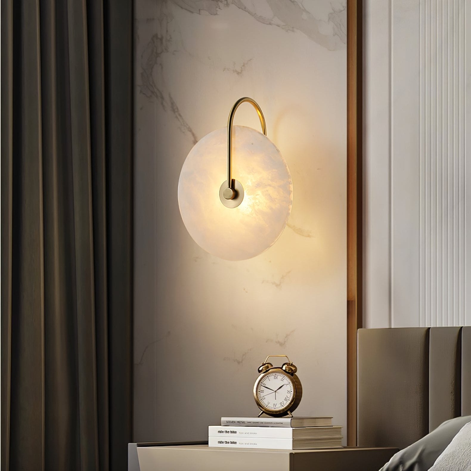 Kristy Alabaster LED Wall Lamp Round Iconic Circular - Letslighting