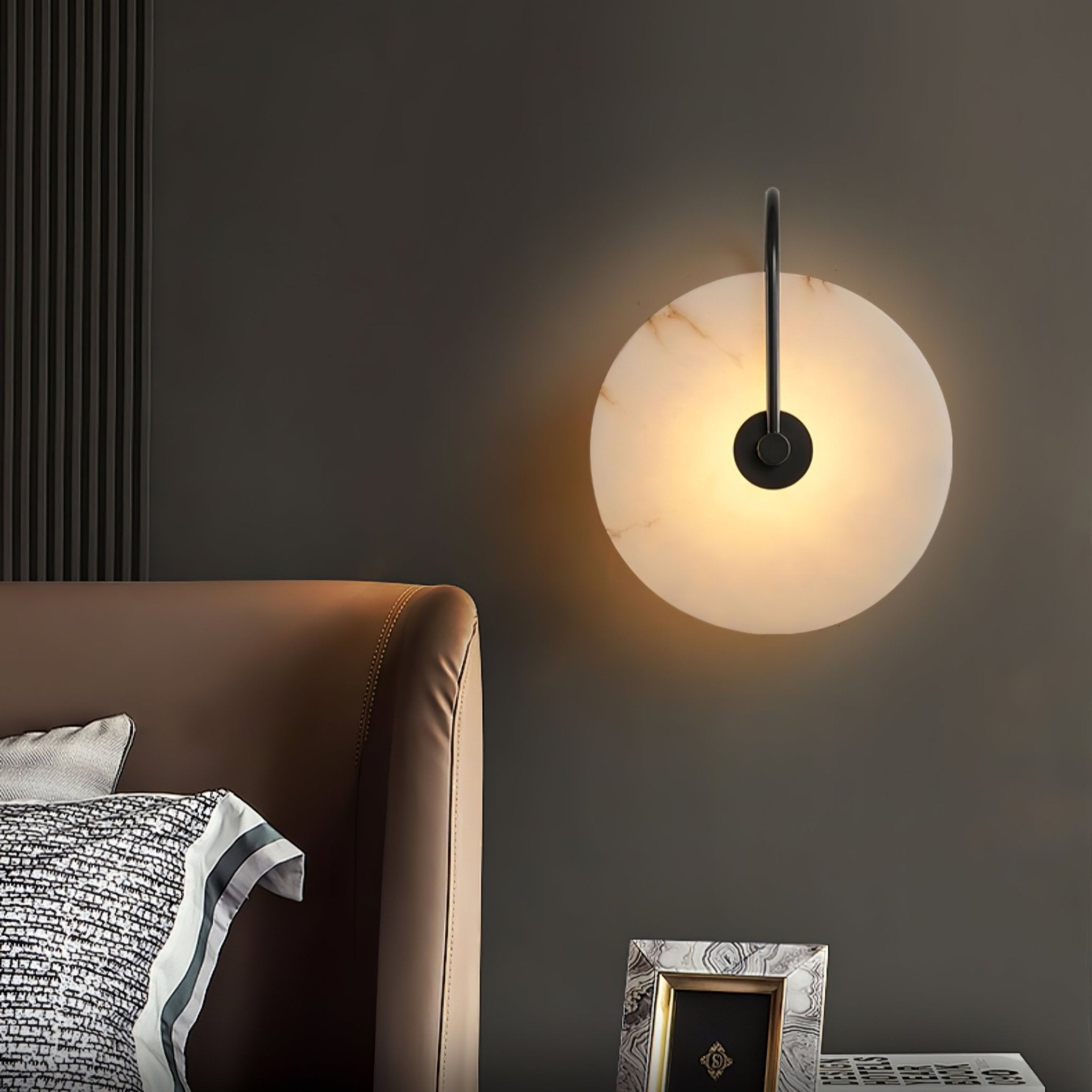Kristy Alabaster LED Wall Lamp Round Iconic Circular - Letslighting