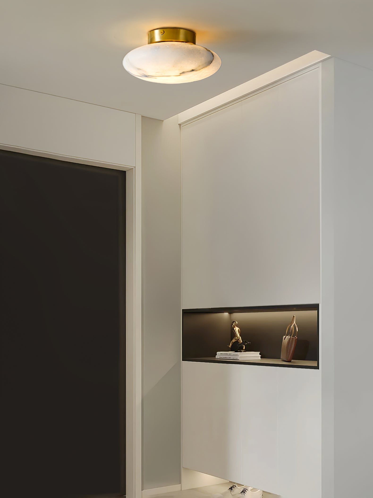 Vanorara Minimalist Alabaster Flush Mount Ceiling Light - Letslighting