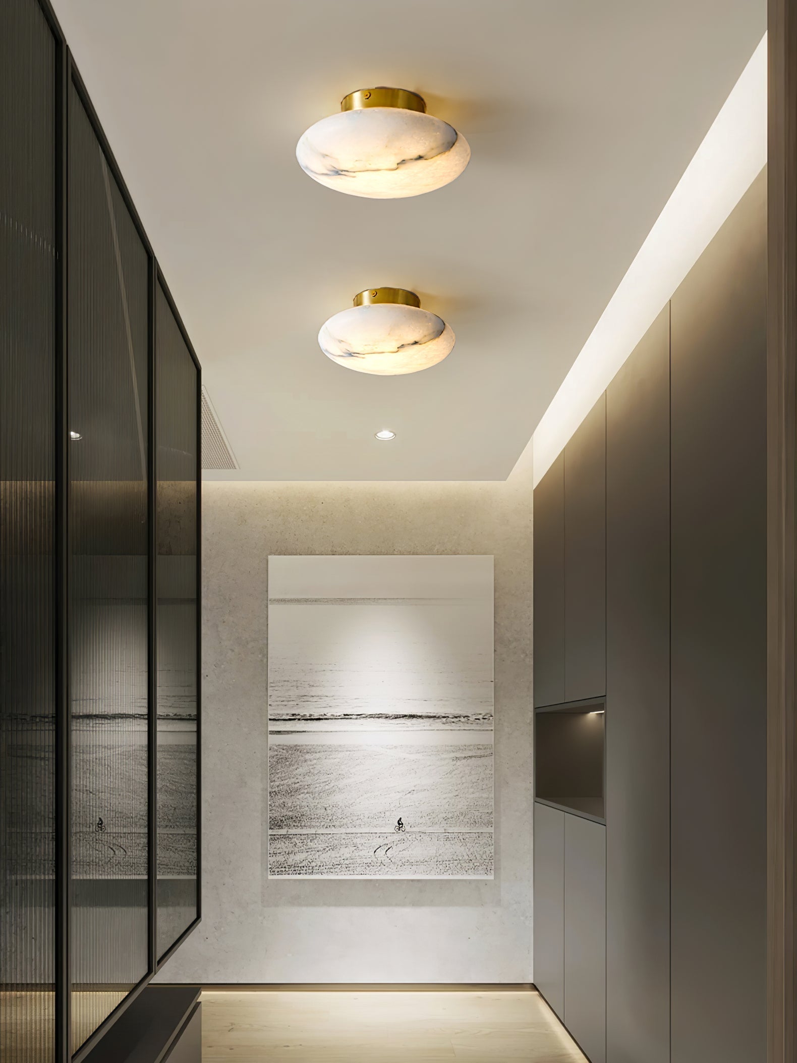 Vanorara Minimalist Alabaster Flush Mount Ceiling Light - Letslighting