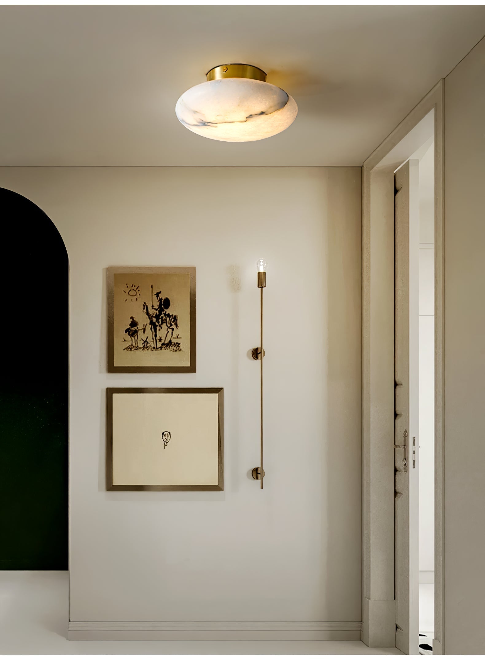 Vanorara Minimalist Alabaster Flush Mount Ceiling Light - Letslighting