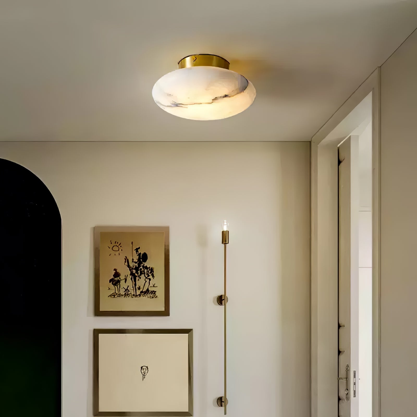 Vanorara Minimalist Alabaster Flush Mount Ceiling Light - Letslighting