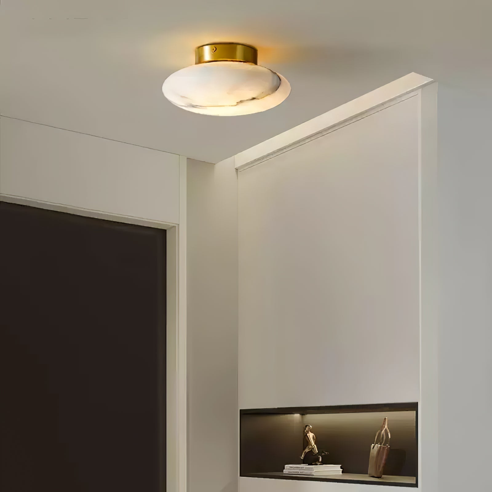 Vanorara Minimalist Alabaster Flush Mount Ceiling Light - Letslighting