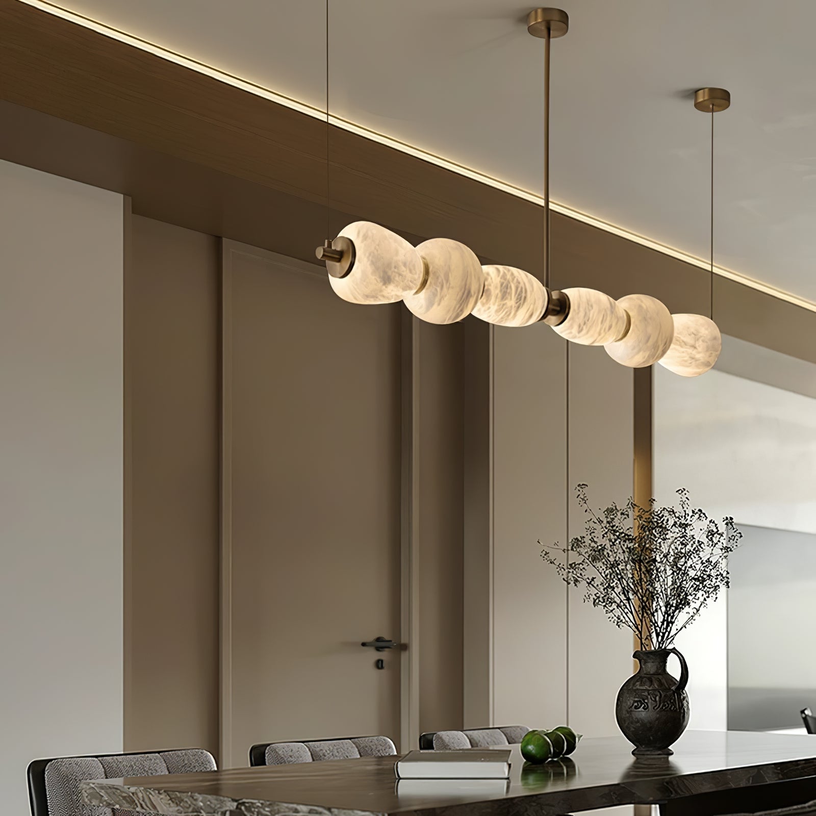 Pebble Modern Metal & Alabaster Chandelier