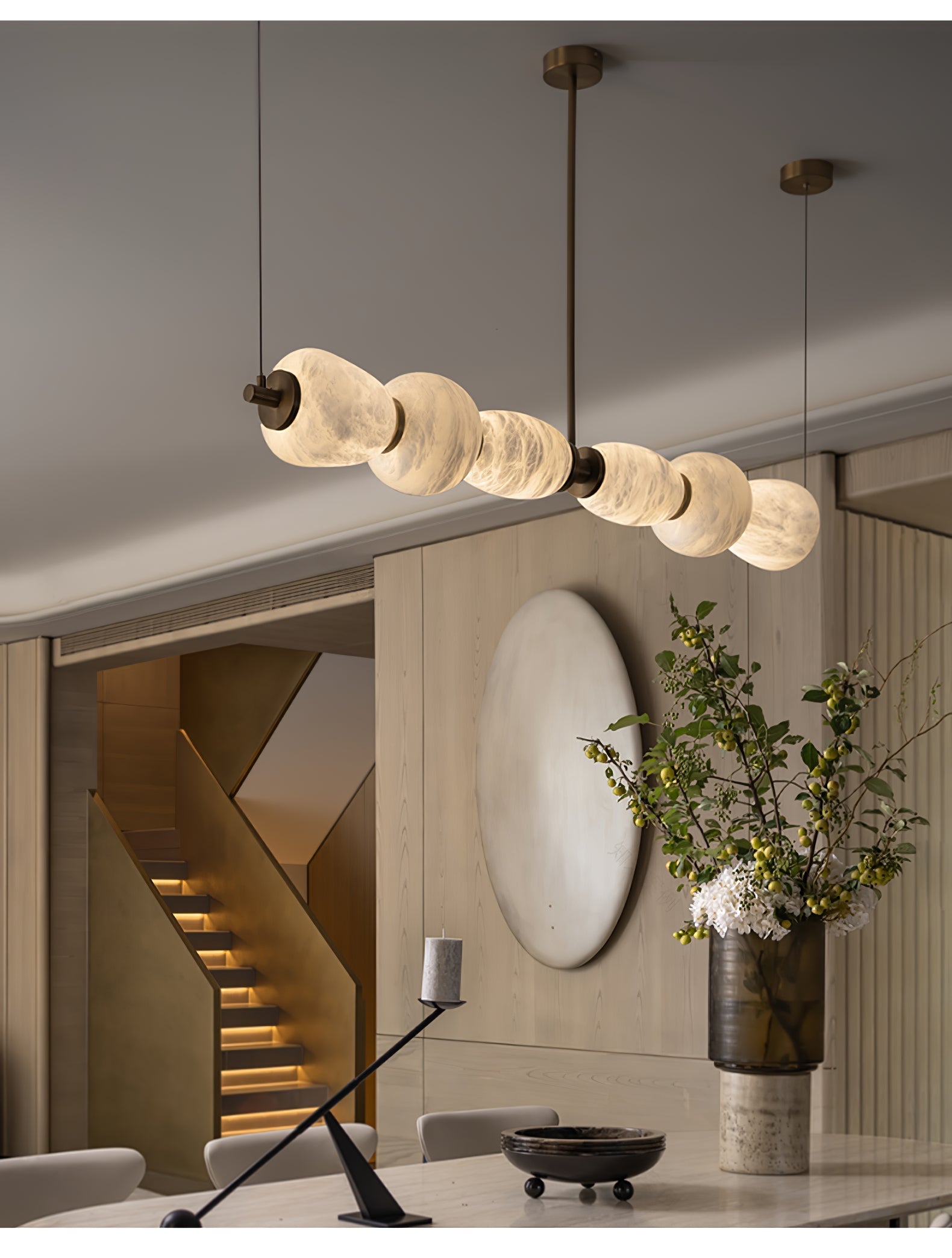 Pebble Modern Metal & Alabaster Chandelier