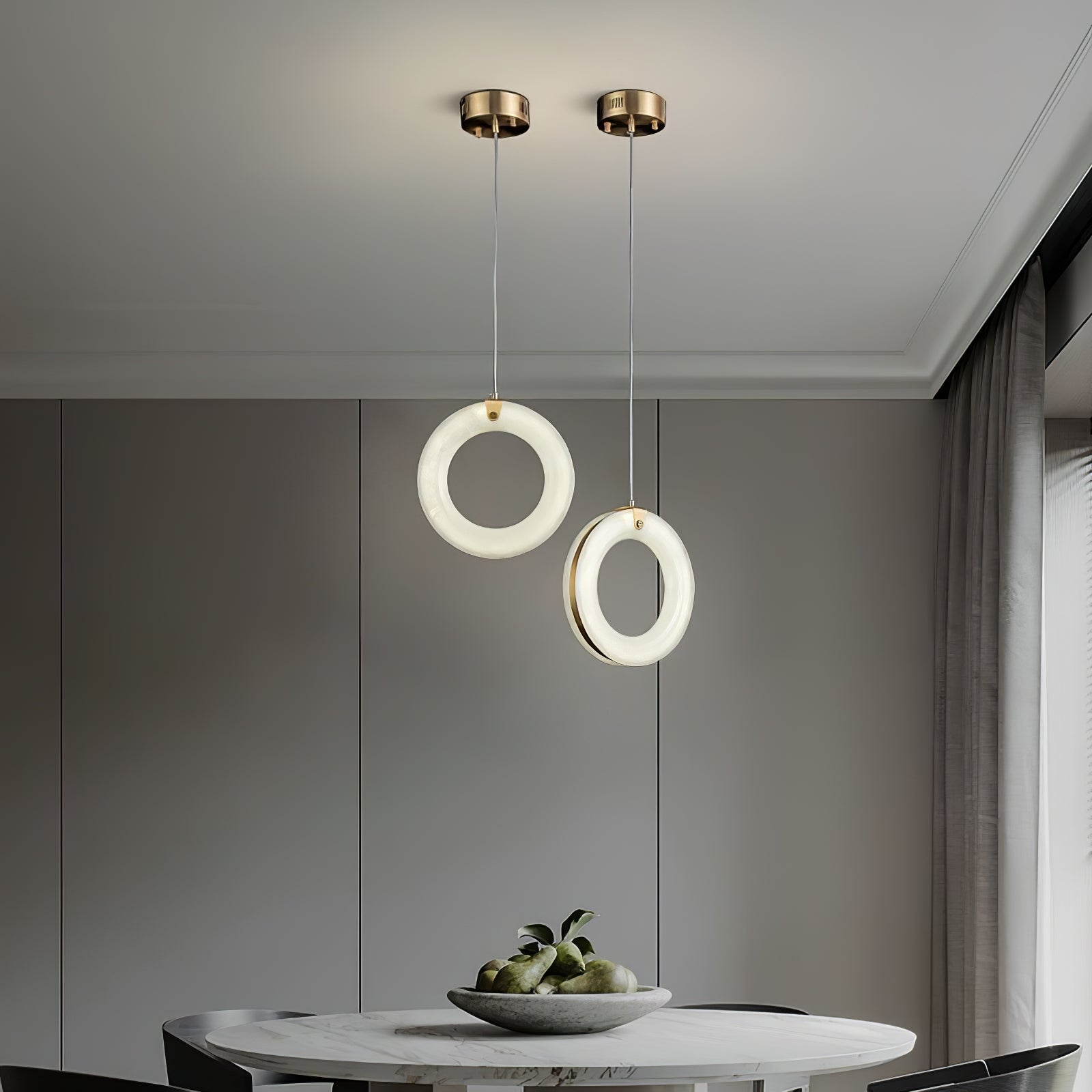 Alabaster Modern Metal Pendant Light
