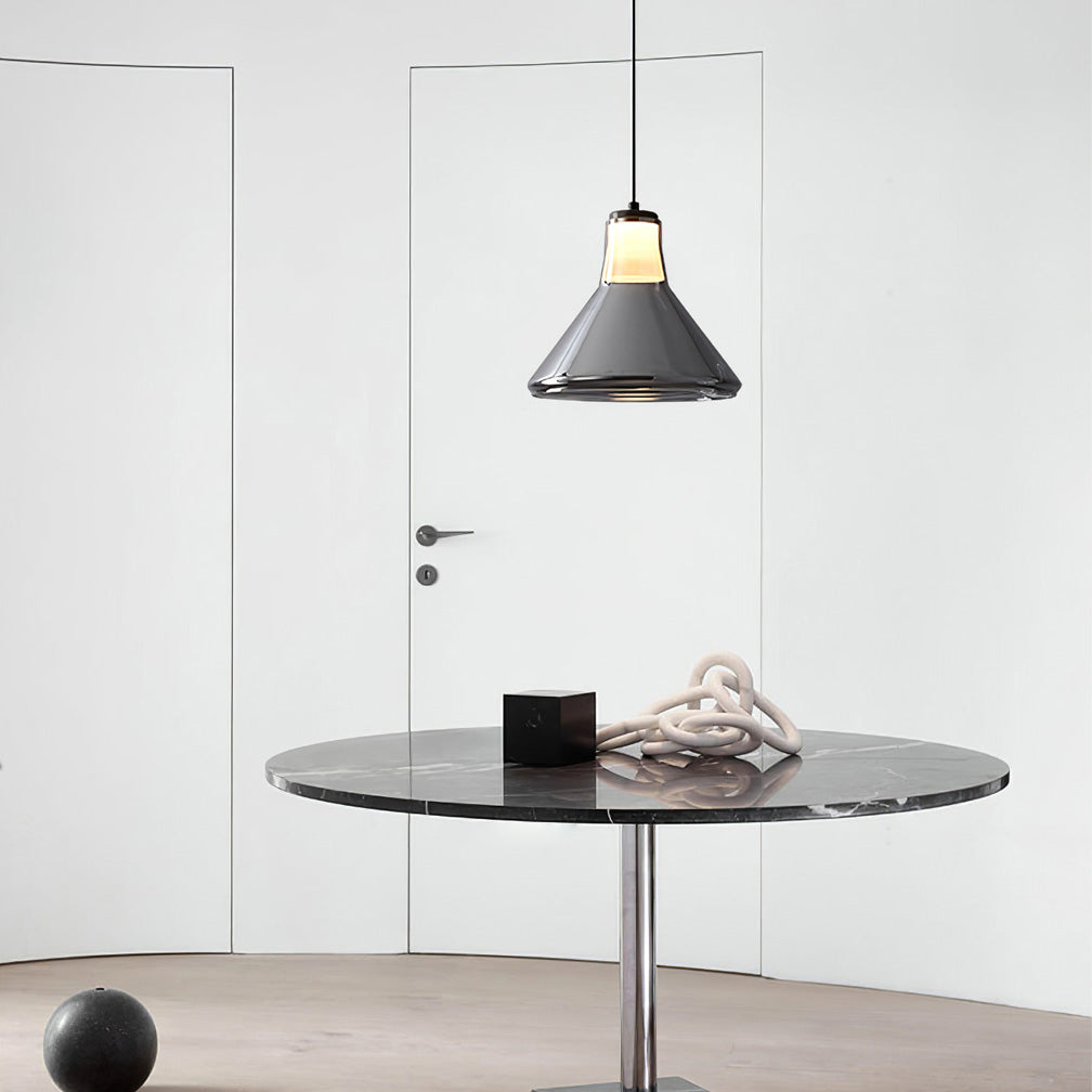 Alain Pendant Lamp Chrome Glass Shade Adjustable Height Modern - Letslighting