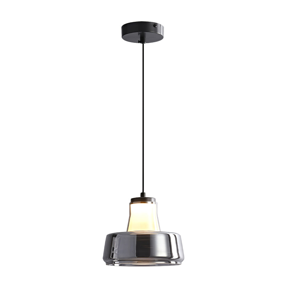 Alain Pendant Lamp Chrome Glass Shade Adjustable Height Modern - Letslighting