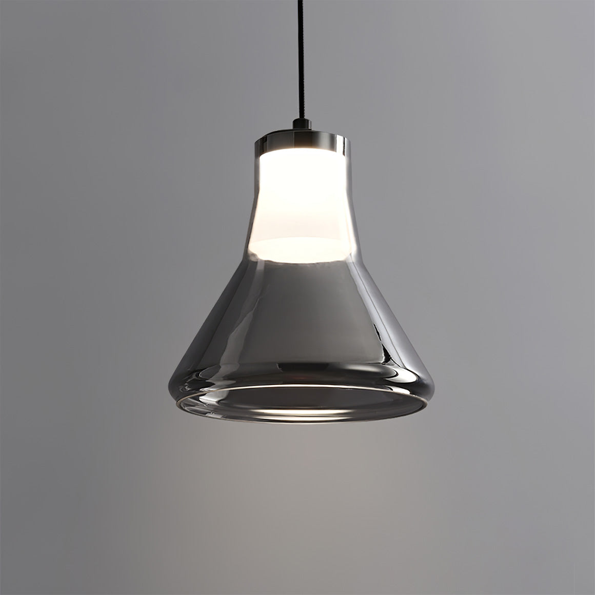 Alain Pendant Lamp Chrome Glass Shade Adjustable Height Modern - Letslighting