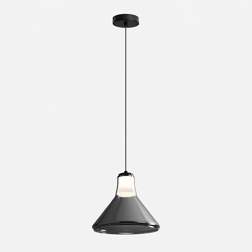 Alain Pendant Lamp Chrome Glass Shade Adjustable Height Modern - Letslighting