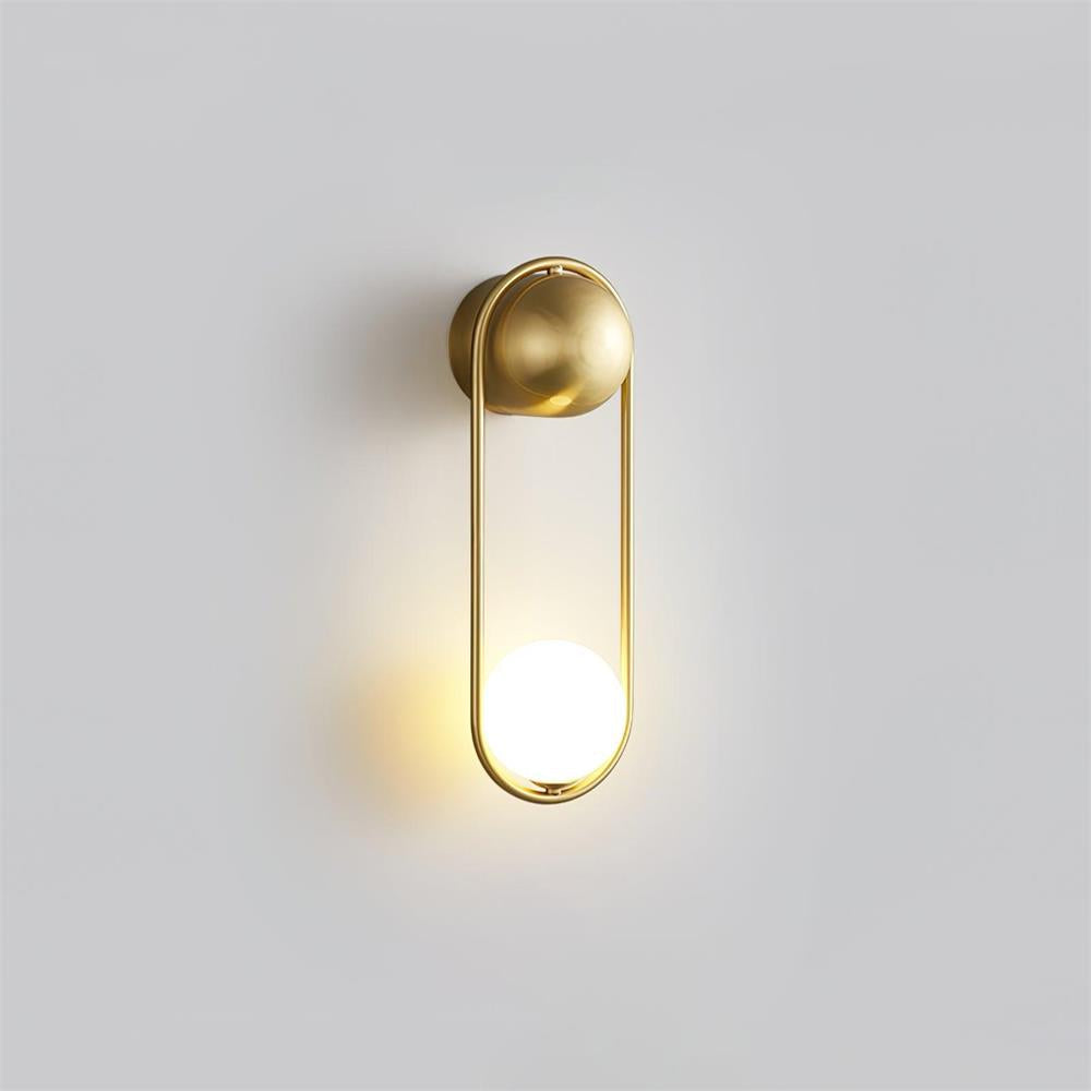 Wall Lamp with Brass Loop Frame and Glass Globe for Art - Letslighting