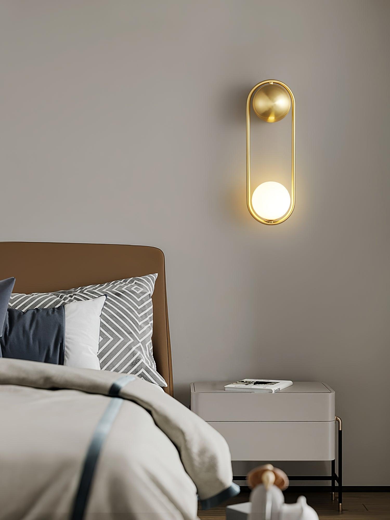 Wall Lamp with Brass Loop Frame and Glass Globe for Art - Letslighting