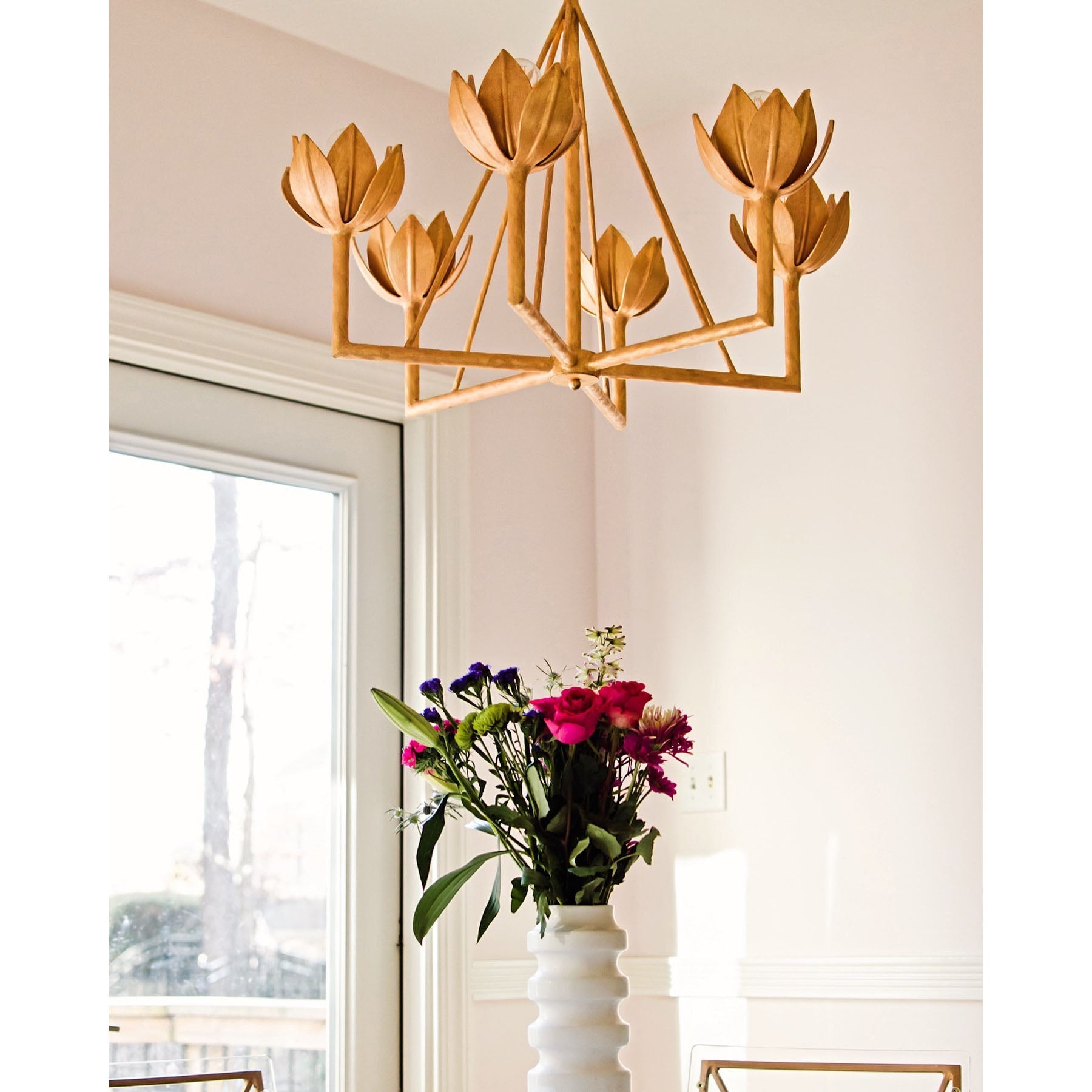 Alberto Modern Minimalist Floral Brass Chandelier - Letslighting