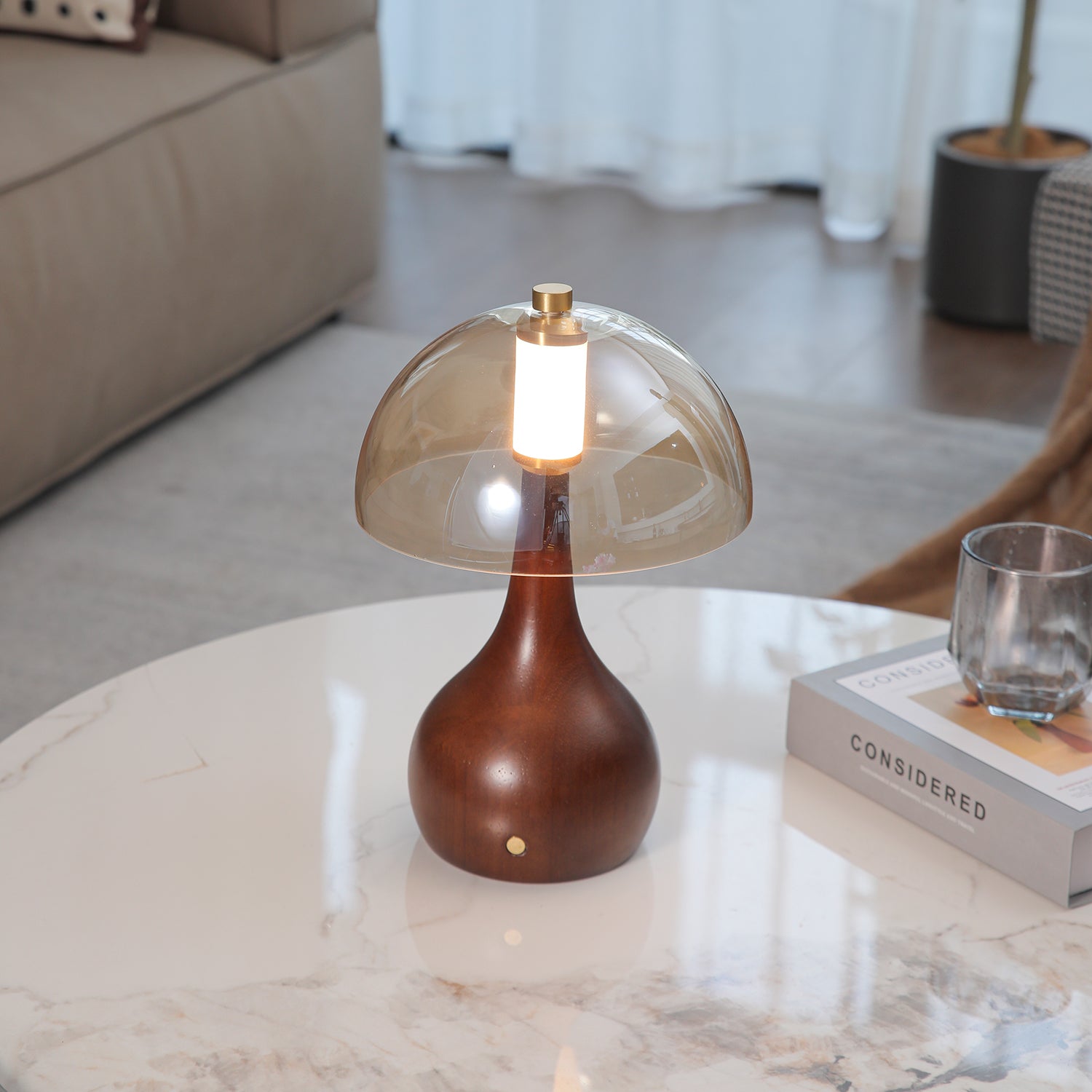 Aurae Wood & Glass Modern Table Lamp - Letslighting