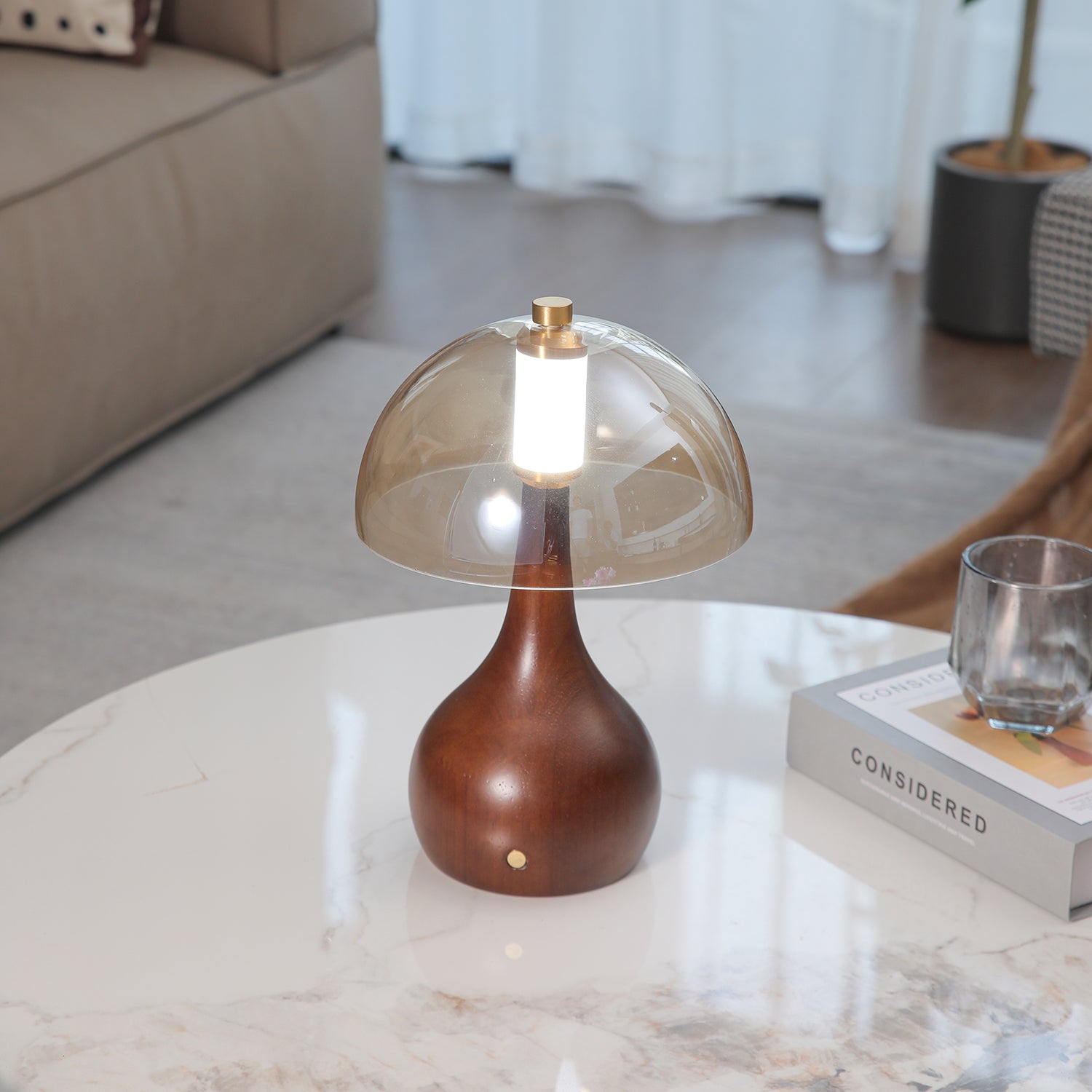 Aurae Wood & Glass Modern Table Lamp - Letslighting