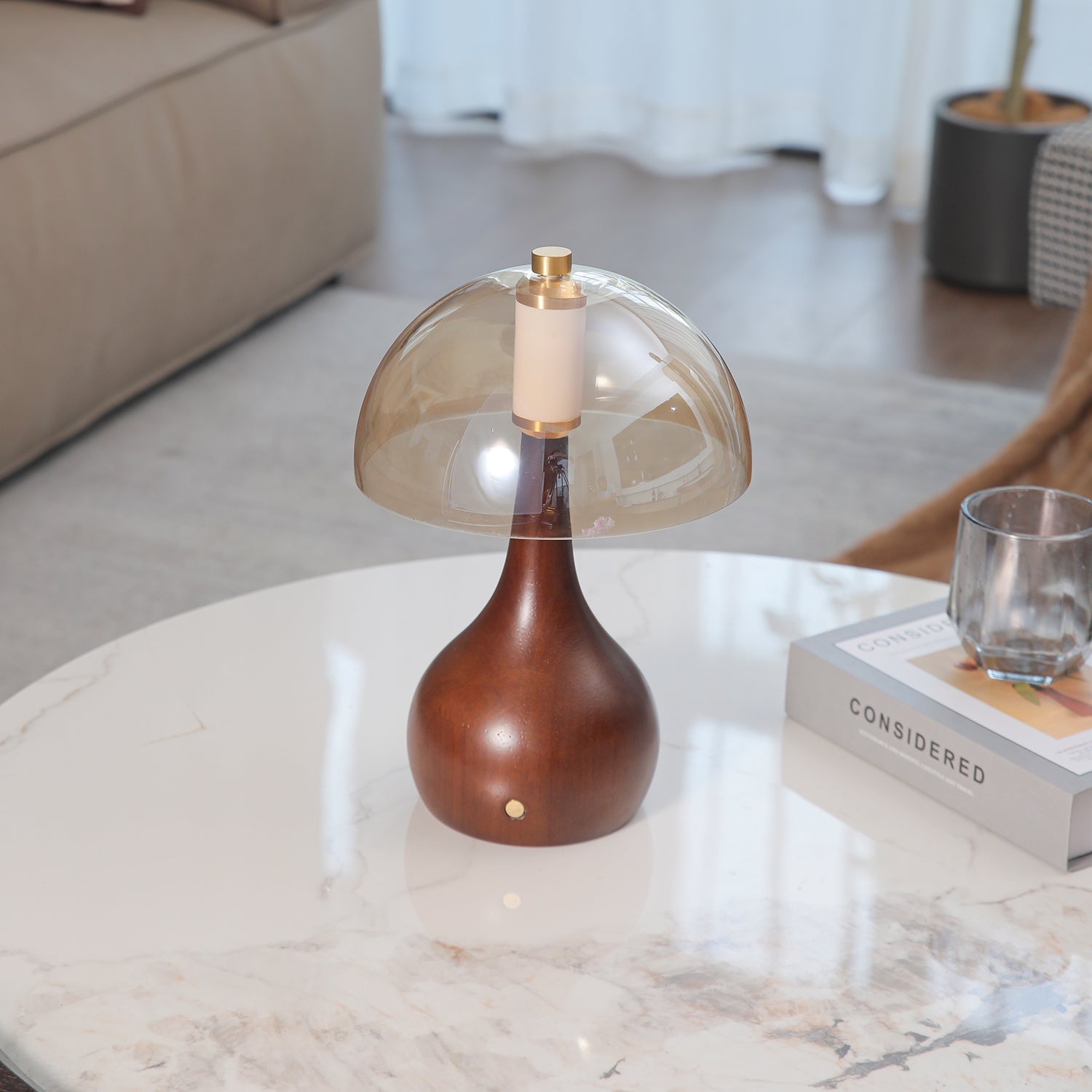 Aurae Wood & Glass Modern Table Lamp - Letslighting
