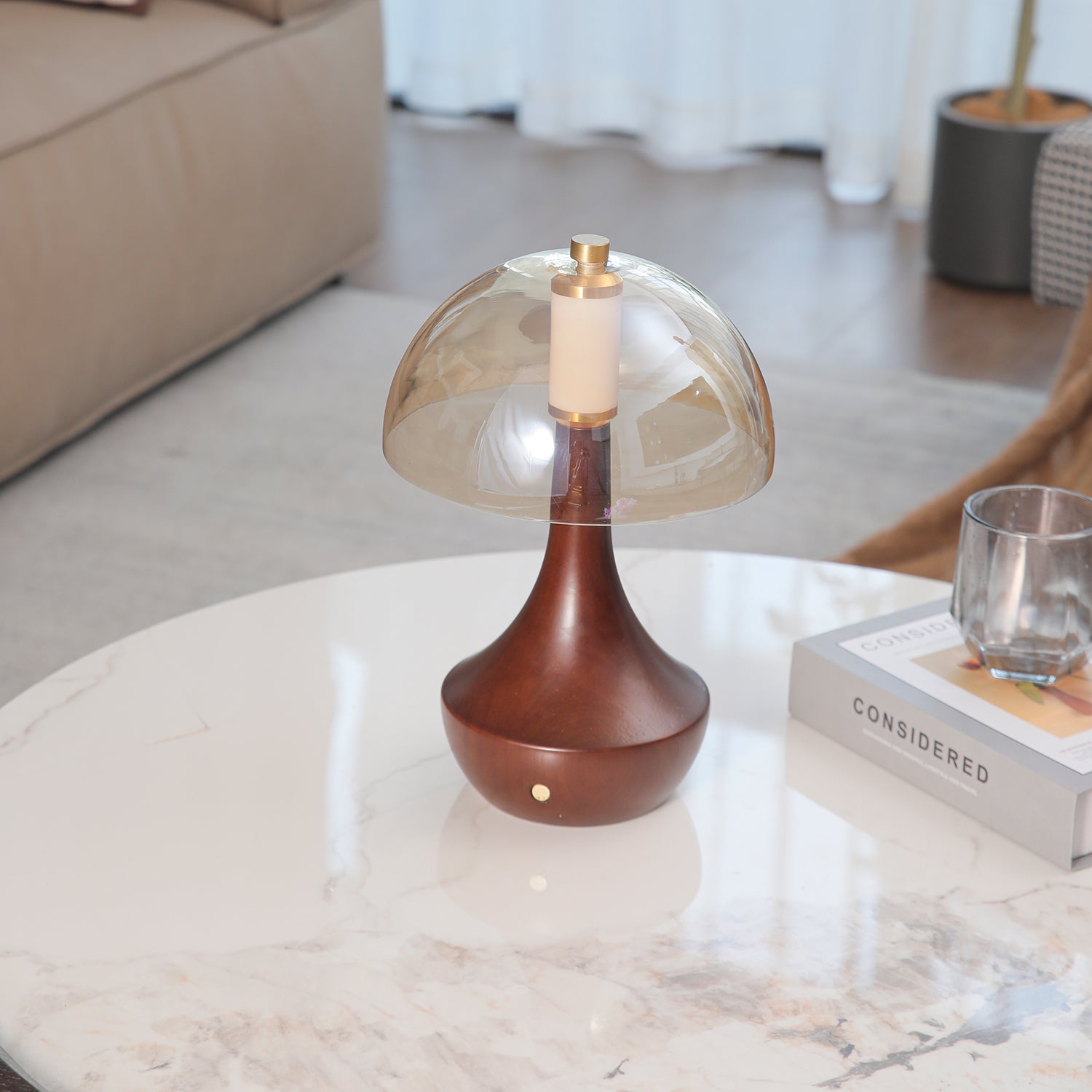Aurae Wood & Glass Modern Table Lamp - Letslighting
