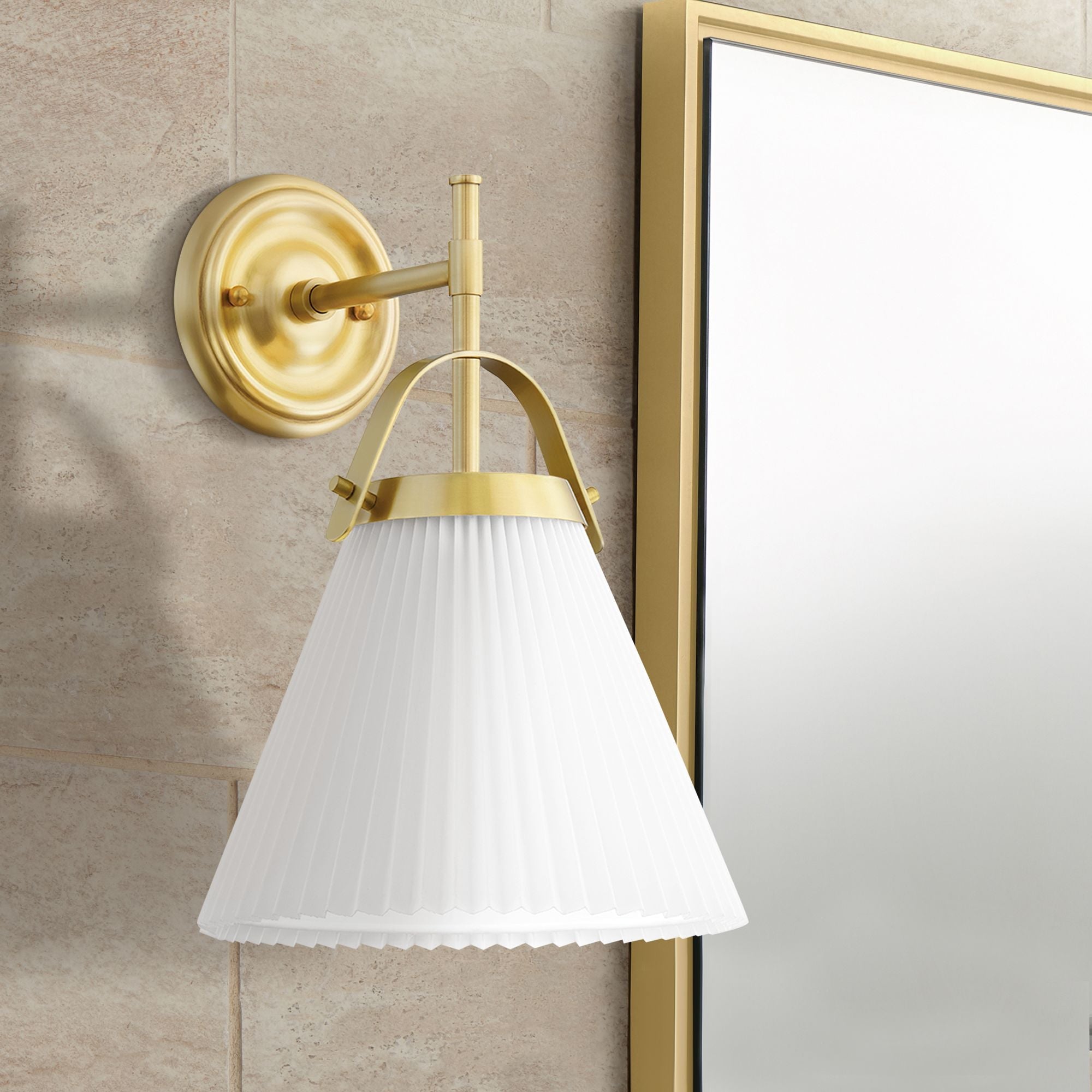 Pure Premium Elegance Pleated Brass Fabric Wall Lamp - Letslighting
