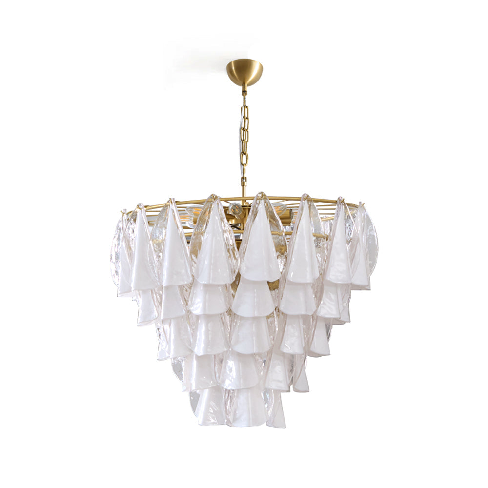 Alira Chandelier Murano Glass White Clear Gold Frame - Letslighting