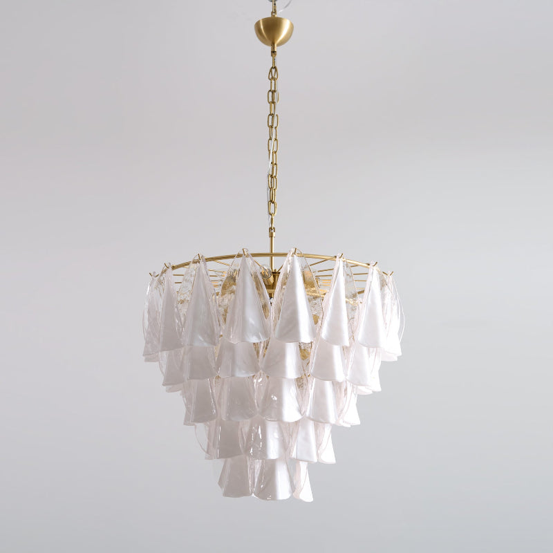 Alira Chandelier Murano Glass White Clear Gold Frame - Letslighting