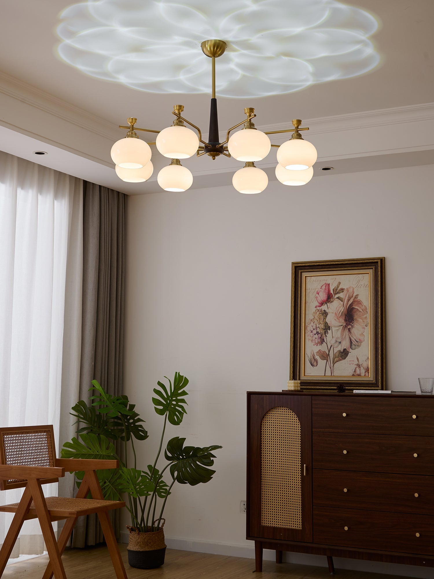 Velirara Traditional Unique Sphere Wood Glass Chandelier - Letslighting