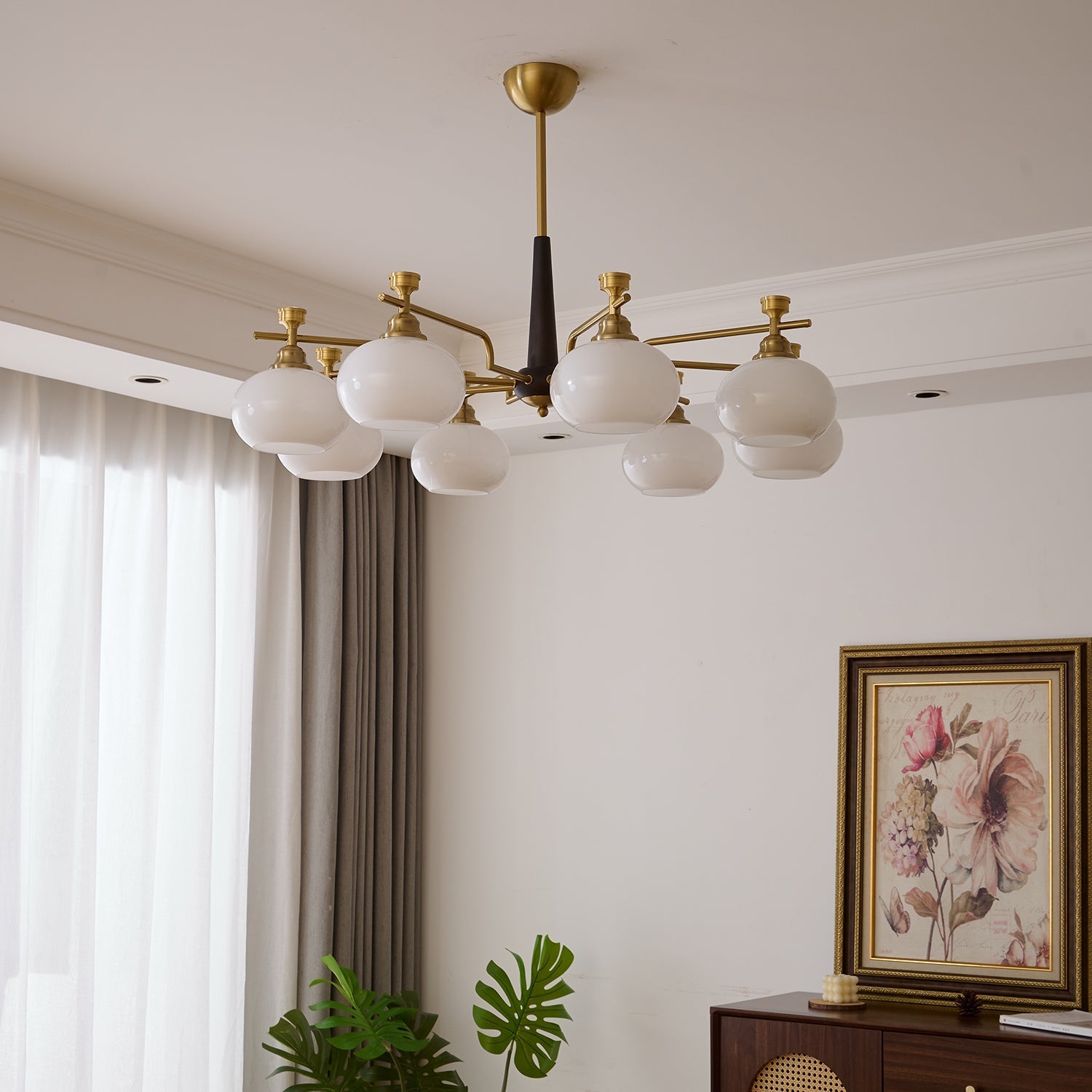 Velirara Traditional Unique Sphere Wood Glass Chandelier - Letslighting