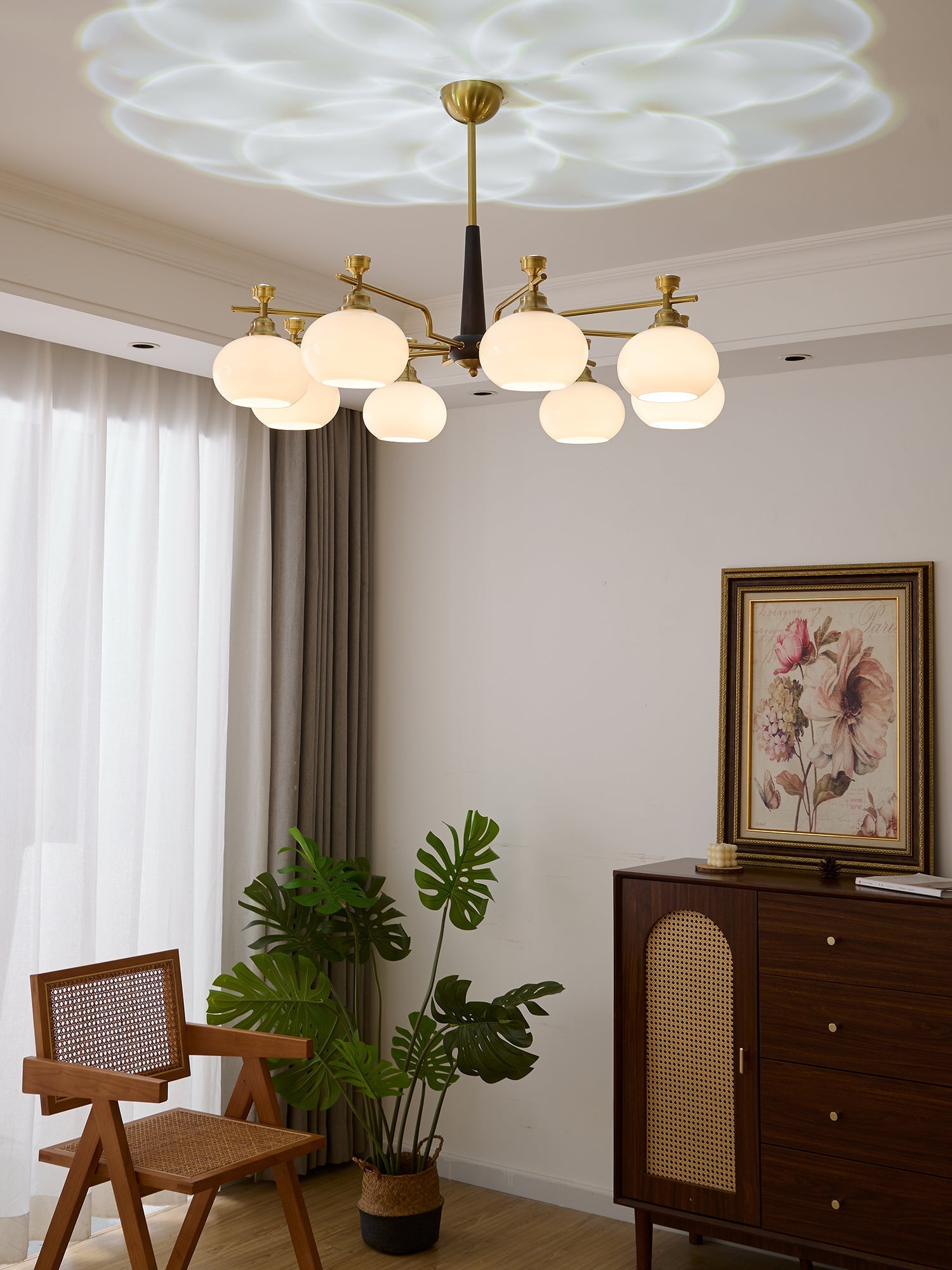Velirara Traditional Unique Sphere Wood Glass Chandelier - Letslighting