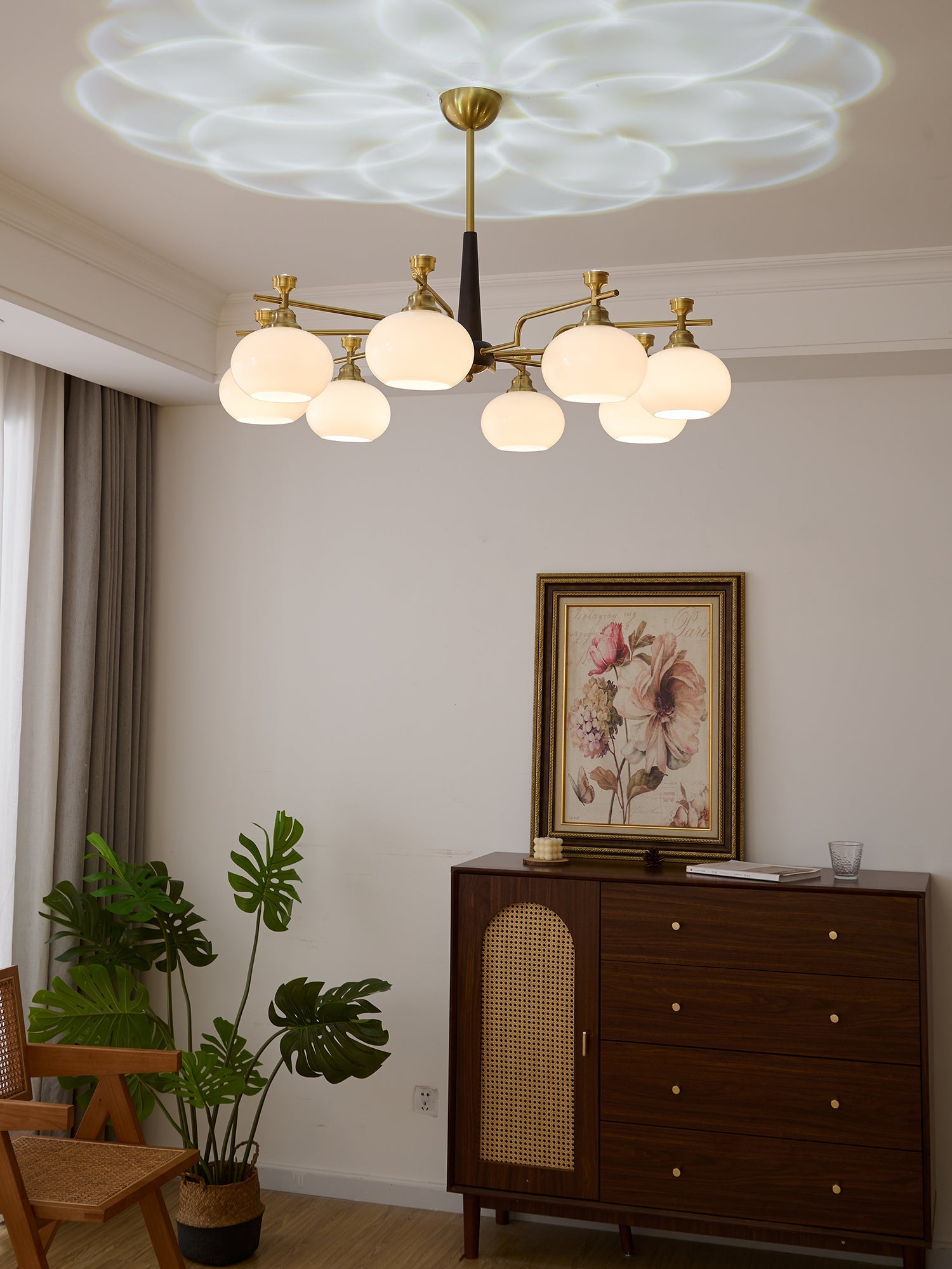Velirara Traditional Unique Sphere Wood Glass Chandelier - Letslighting