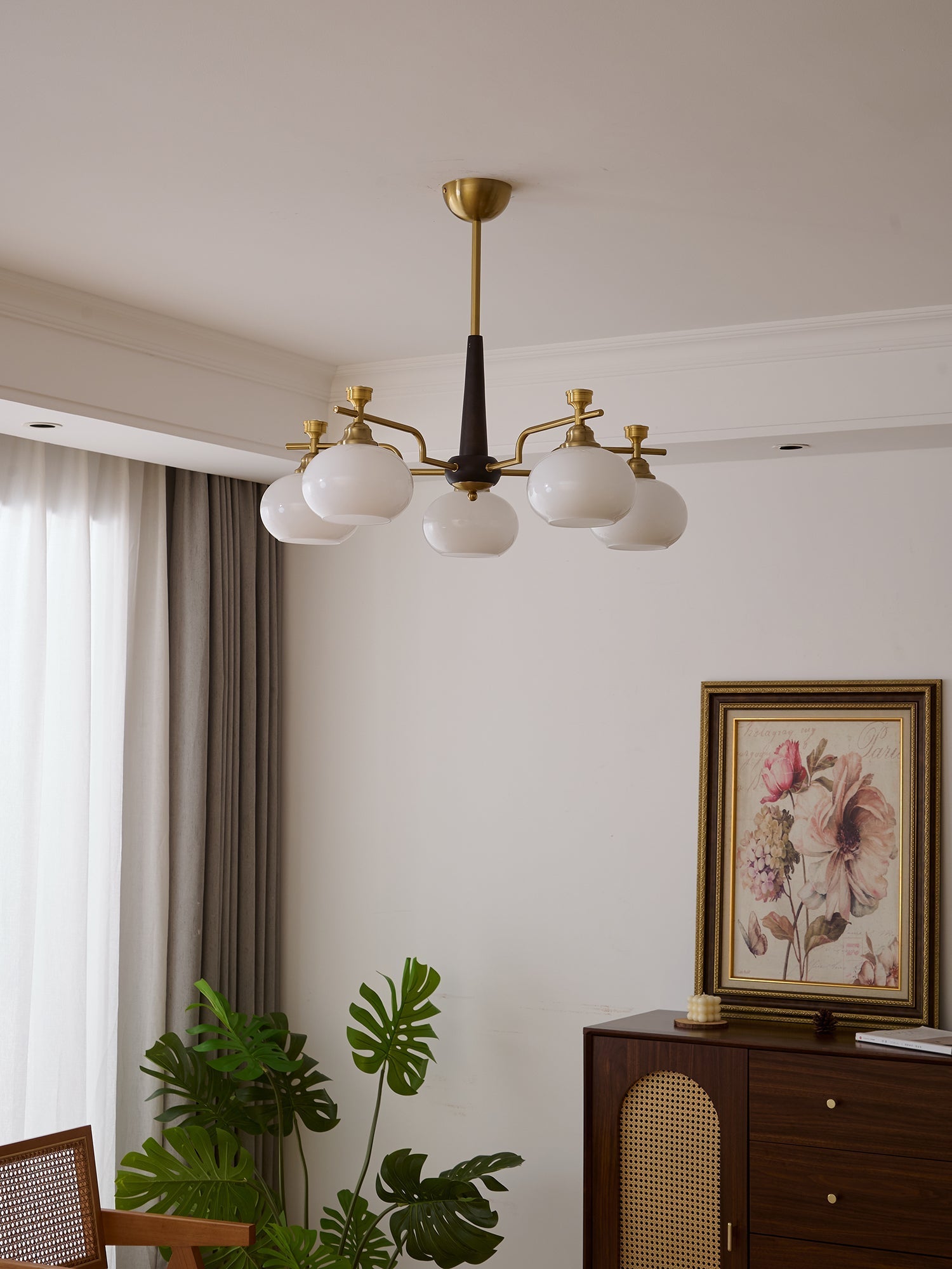 Velirara Traditional Unique Sphere Wood Glass Chandelier - Letslighting