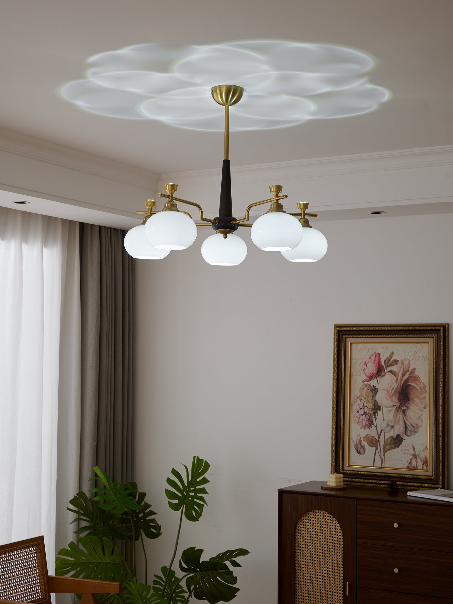 Velirara Traditional Unique Sphere Wood Glass Chandelier - Letslighting
