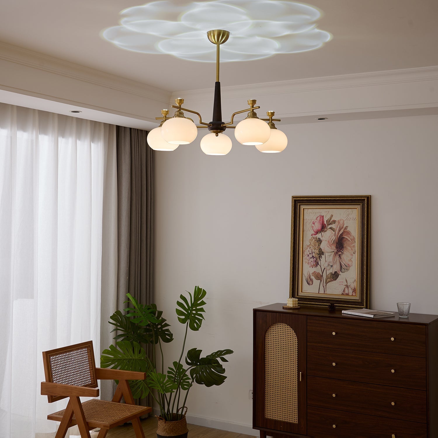 Velirara Traditional Unique Sphere Wood Glass Chandelier - Letslighting