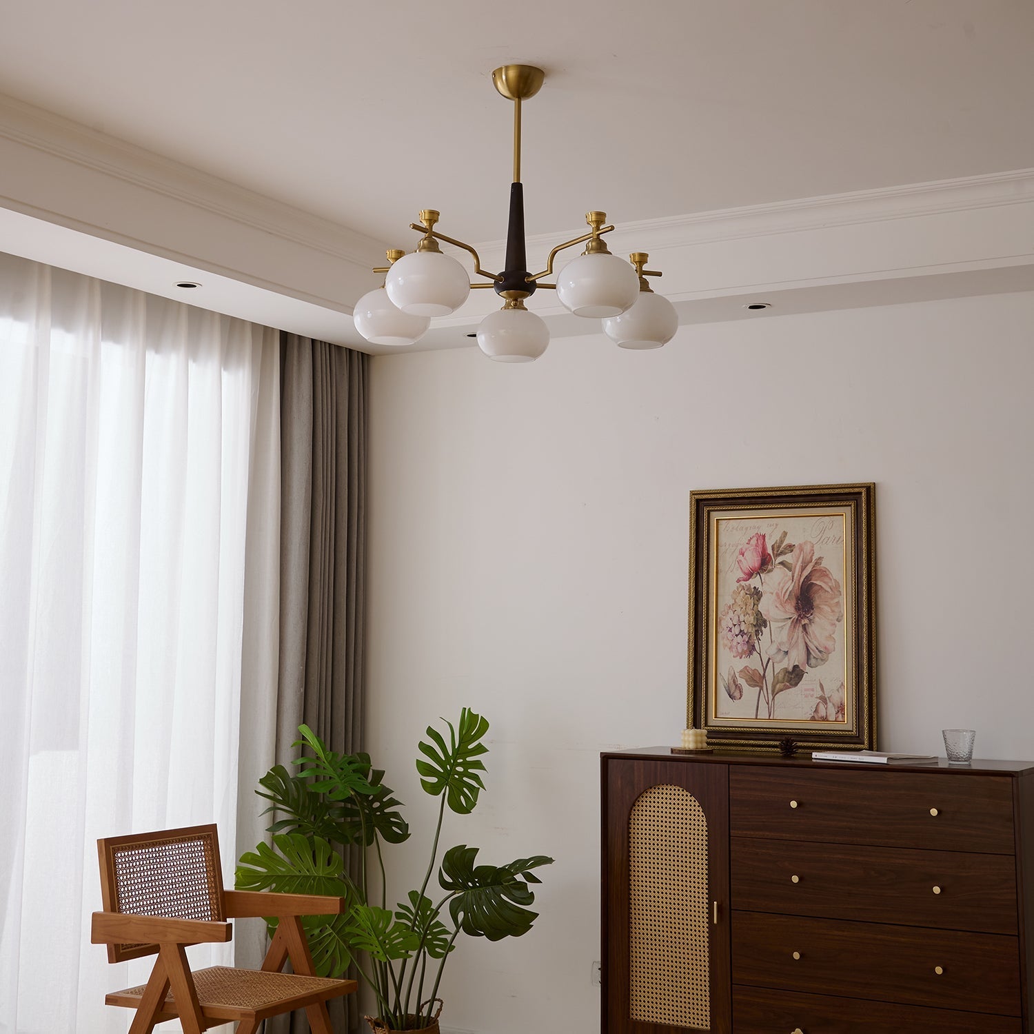 Velirara Traditional Unique Sphere Wood Glass Chandelier - Letslighting