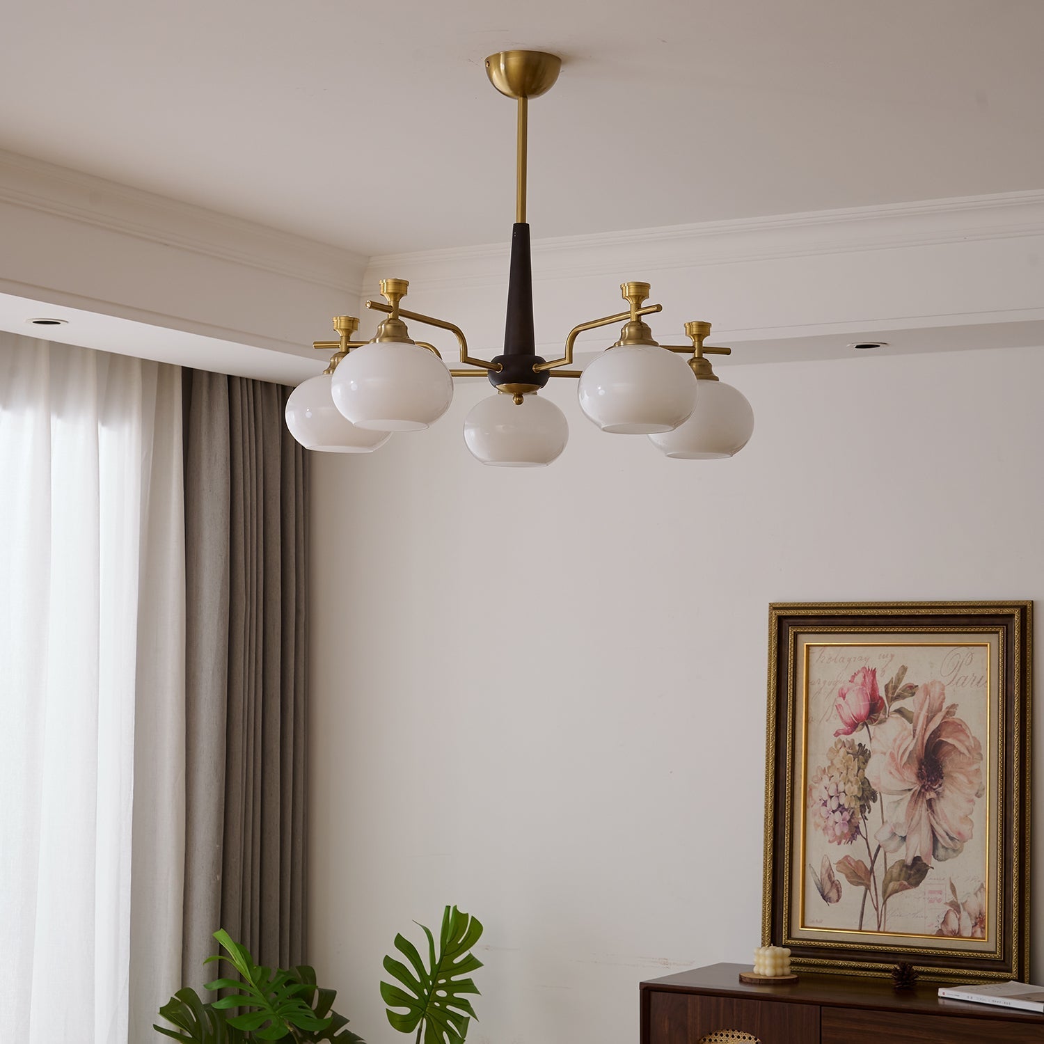 Velirara Traditional Unique Sphere Wood Glass Chandelier - Letslighting