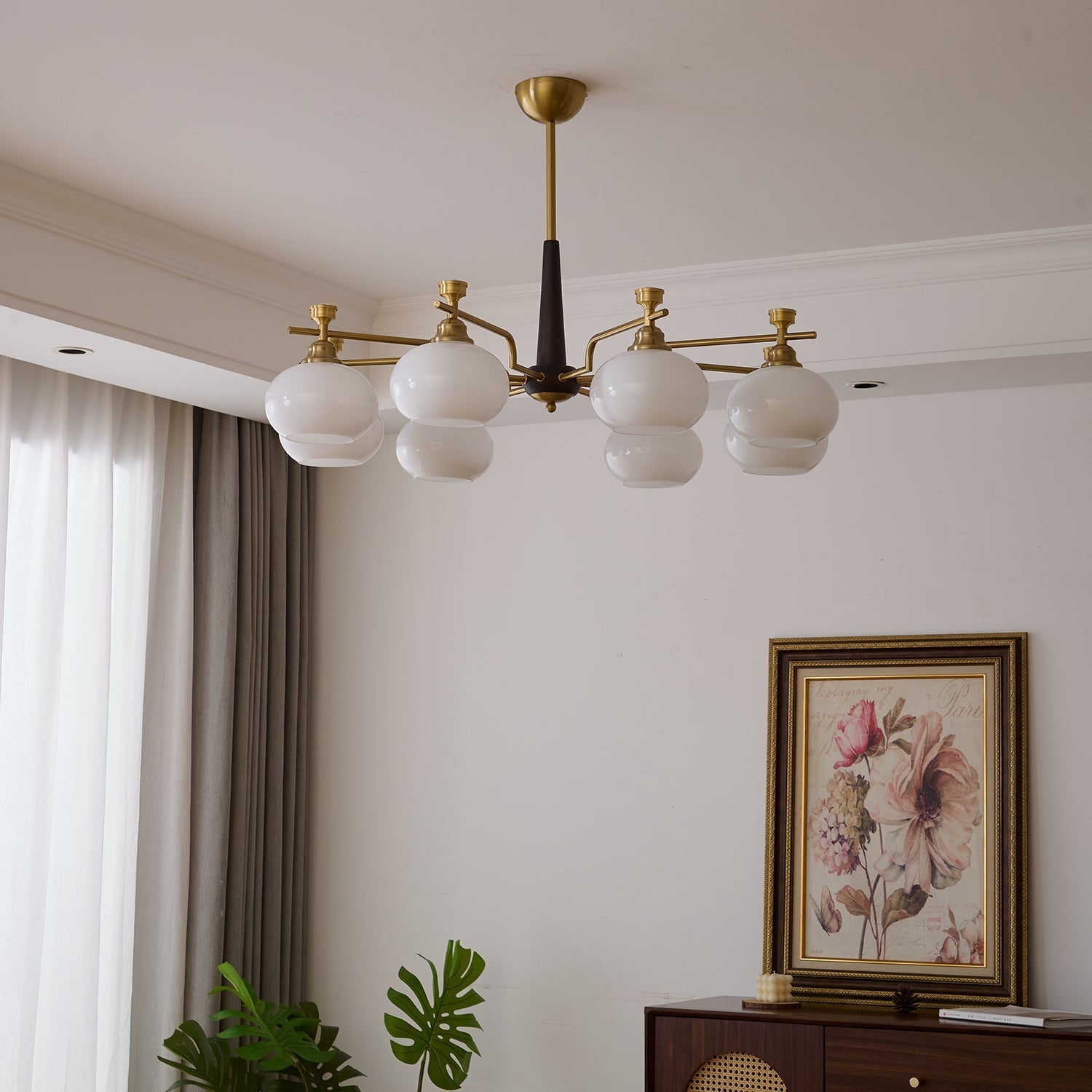 Velirara Traditional Unique Sphere Wood Glass Chandelier - Letslighting